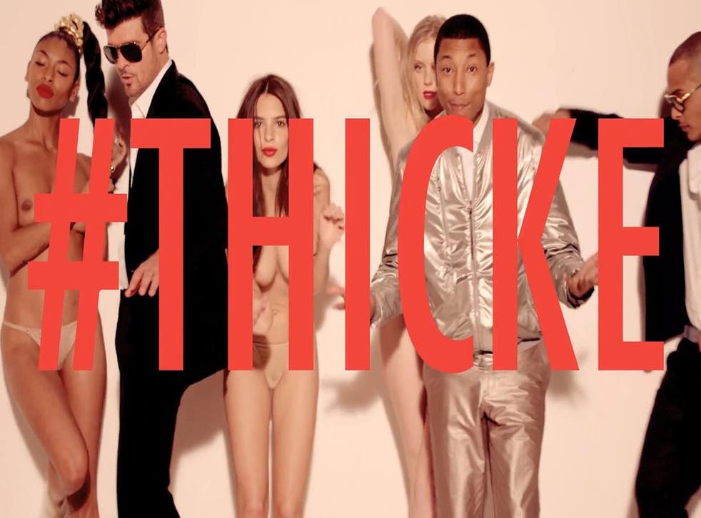 Robin Thicke's 'Blurred Lines' pre-empted internet buzz with #THICKE written over the action