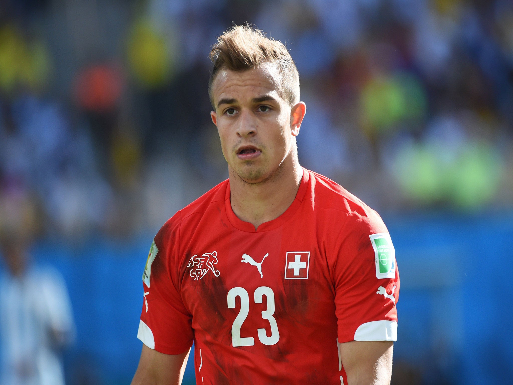 Xherdan Shaqiri in action for Switzerland during the World Cup