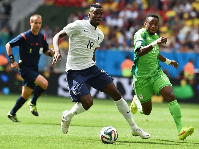 Paul Pogba (centre) produced a man-of-the-match performance against Nigeria in the last 16
