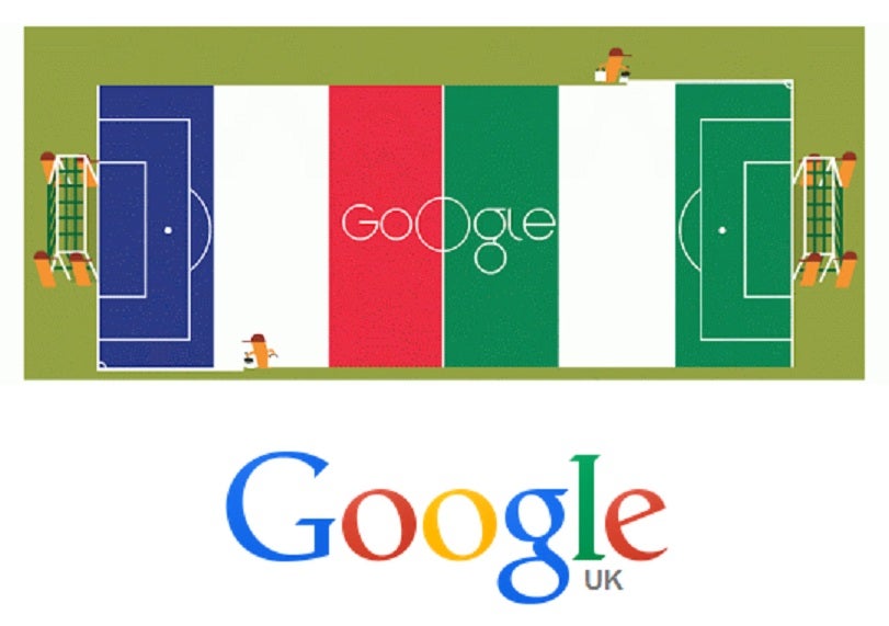 The Google homepage as it appeared around the world on 30 July (top) and in the UK (bottom)