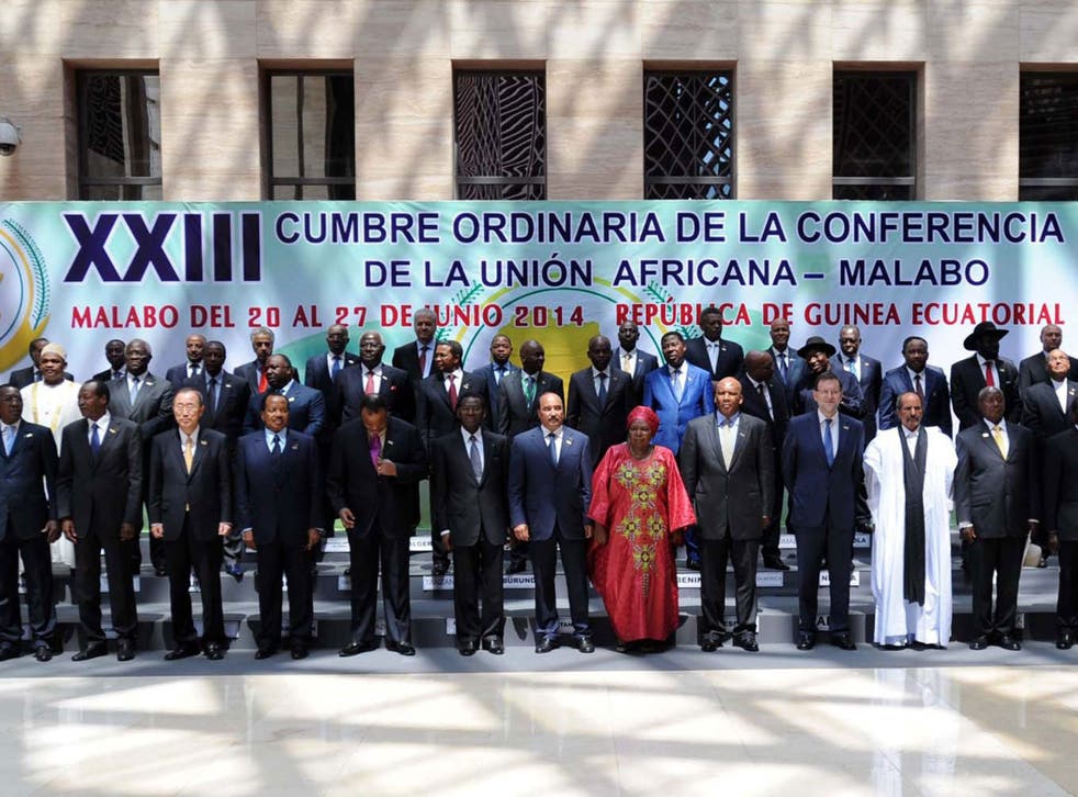 A handout photo made available by the Egyptian Presidency shows African Presidents and Head of States posing for a group photograph during the African Union Summit held at Malabo, Equatorial Guinea, 26 June 2014