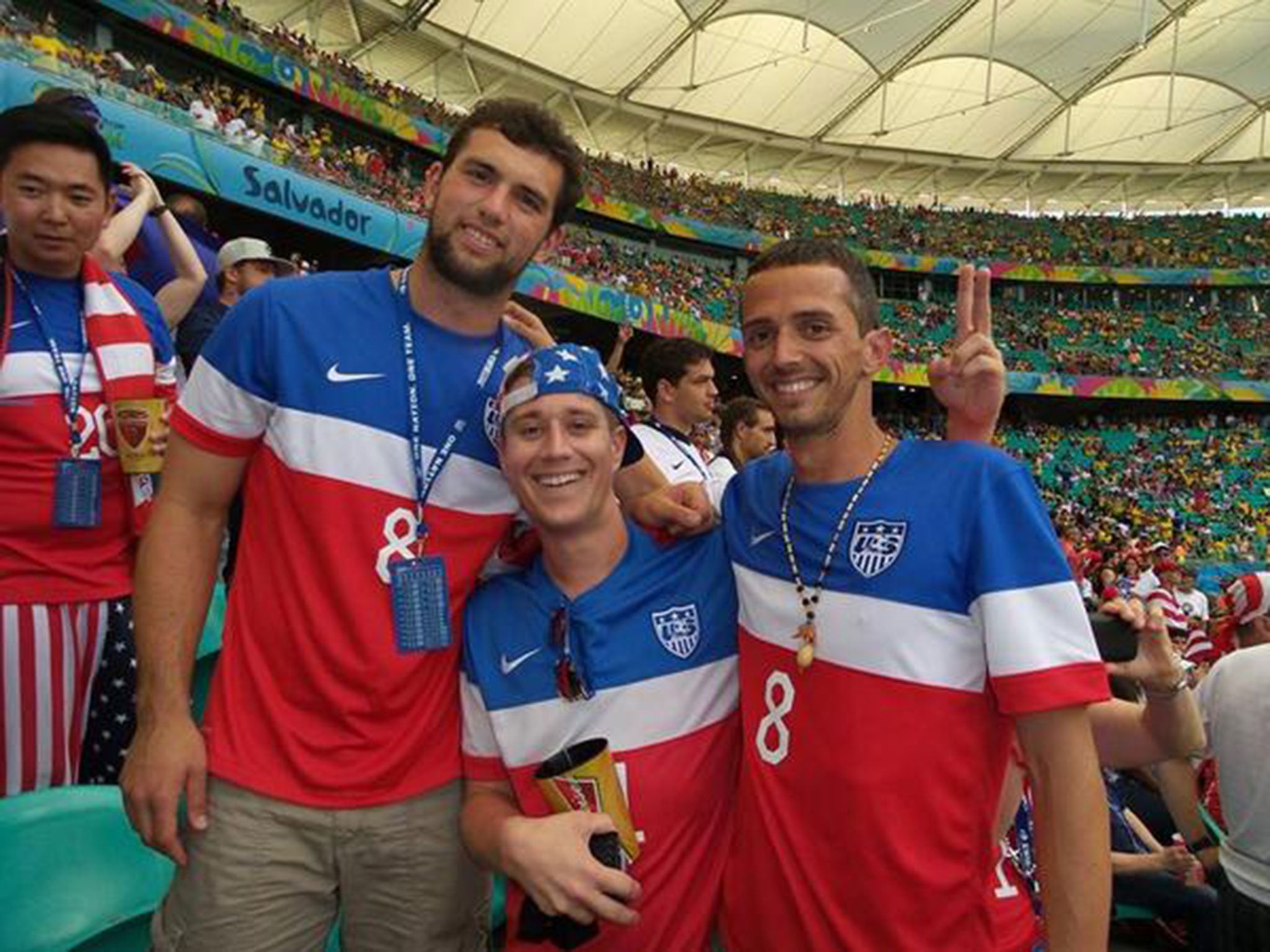 Luck posed for pictures with fans in the stadium