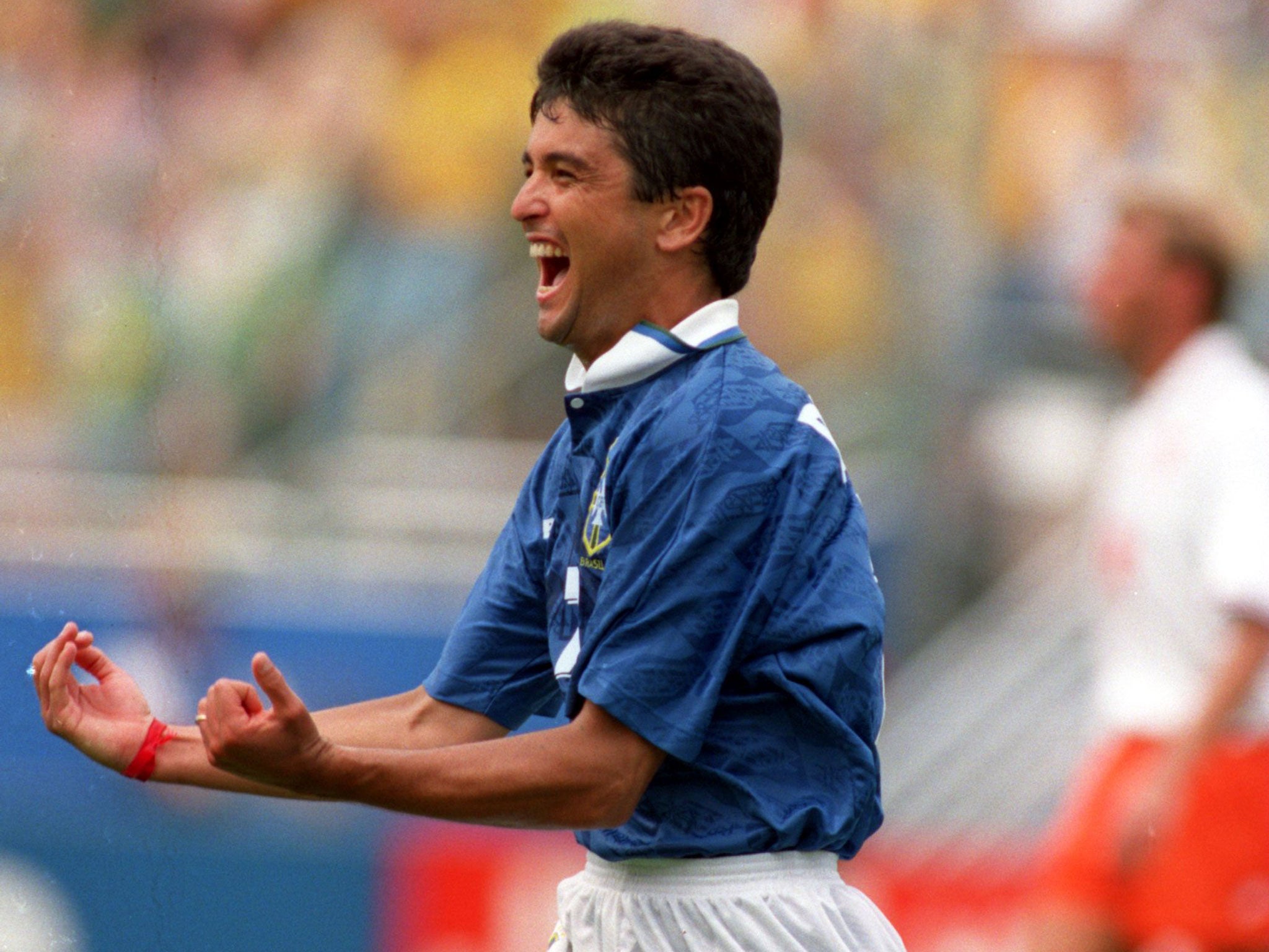 Bebeto celebrates against the Netherlands with his rock the cradle celebration