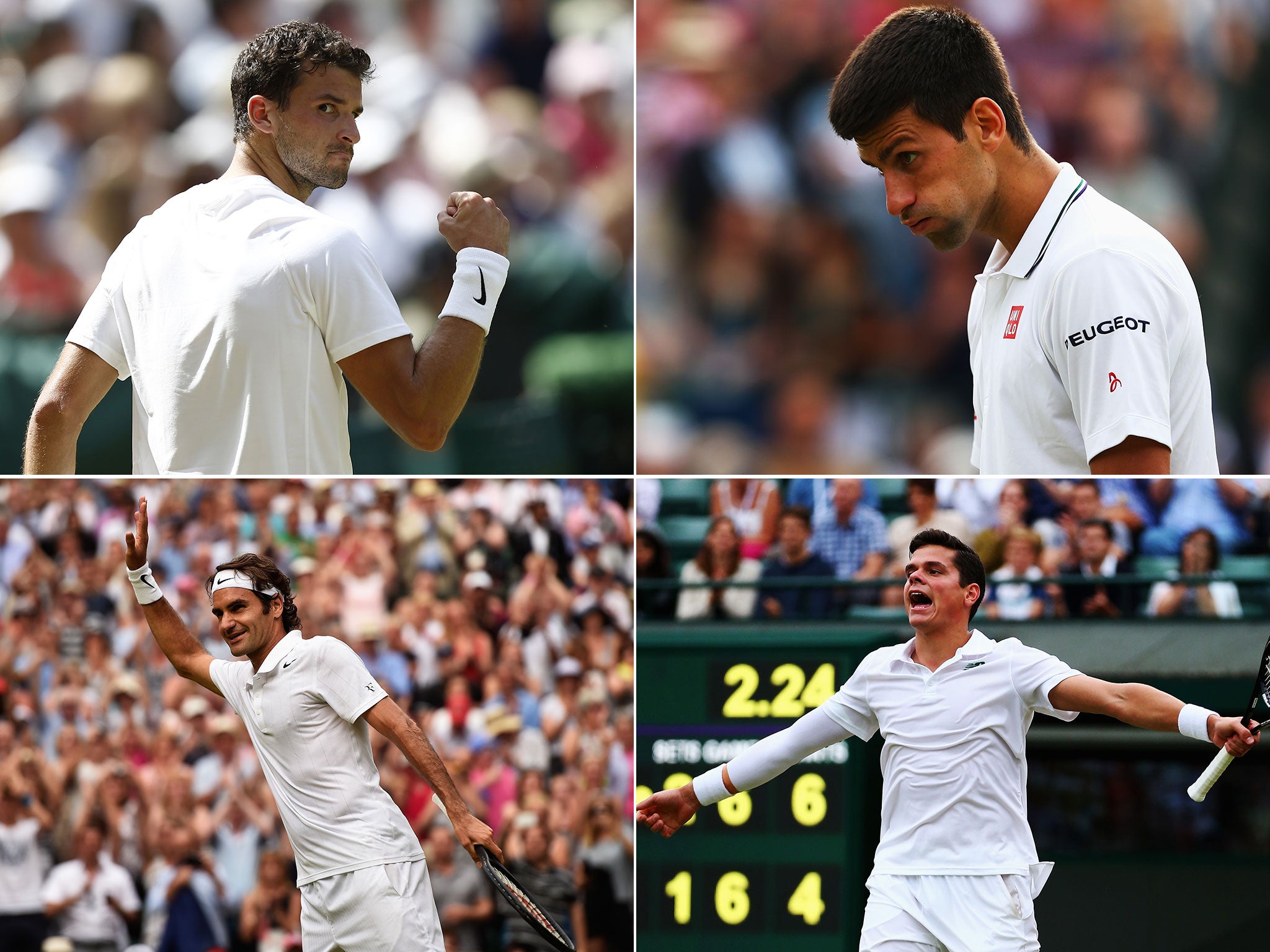 Grigor Dimitrov, Novak Djokovic, Roger Federer and Milos Raonic