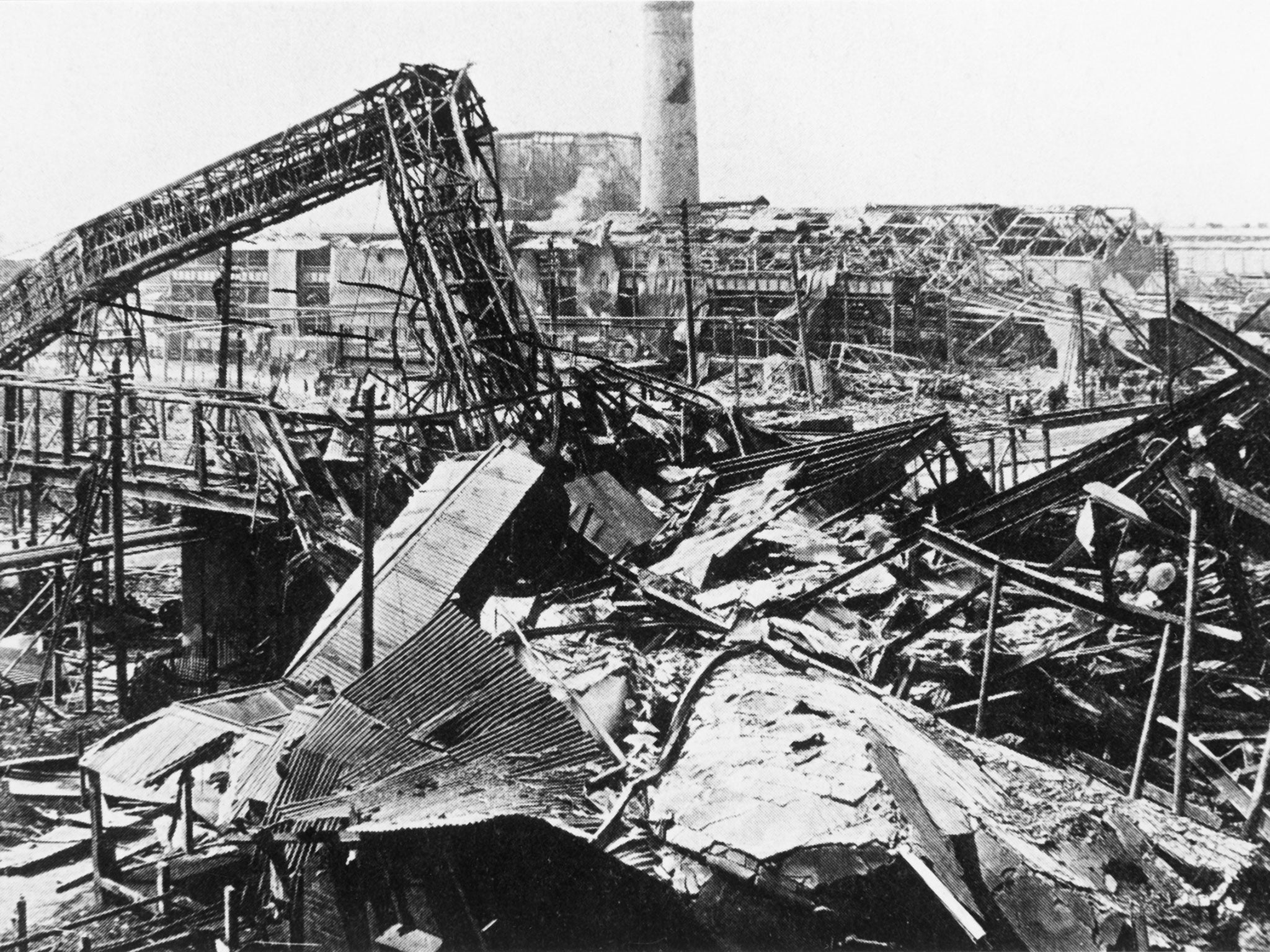 The aftermath of the explosion at the munitions plant in Chilwell