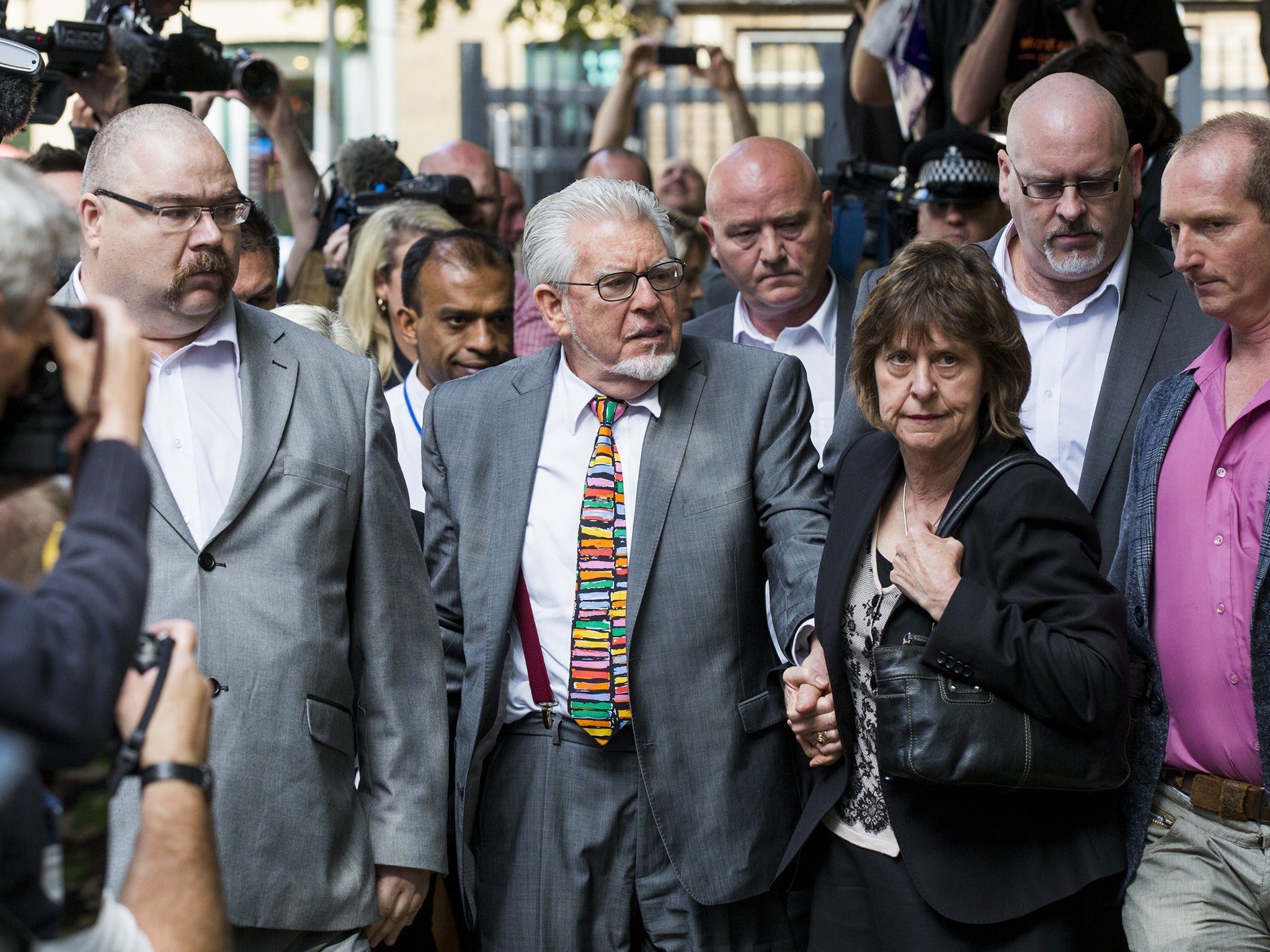Rolf Harris arrives at Southwark Crown Court to face sentencing on 12 counts of indecent assault in London