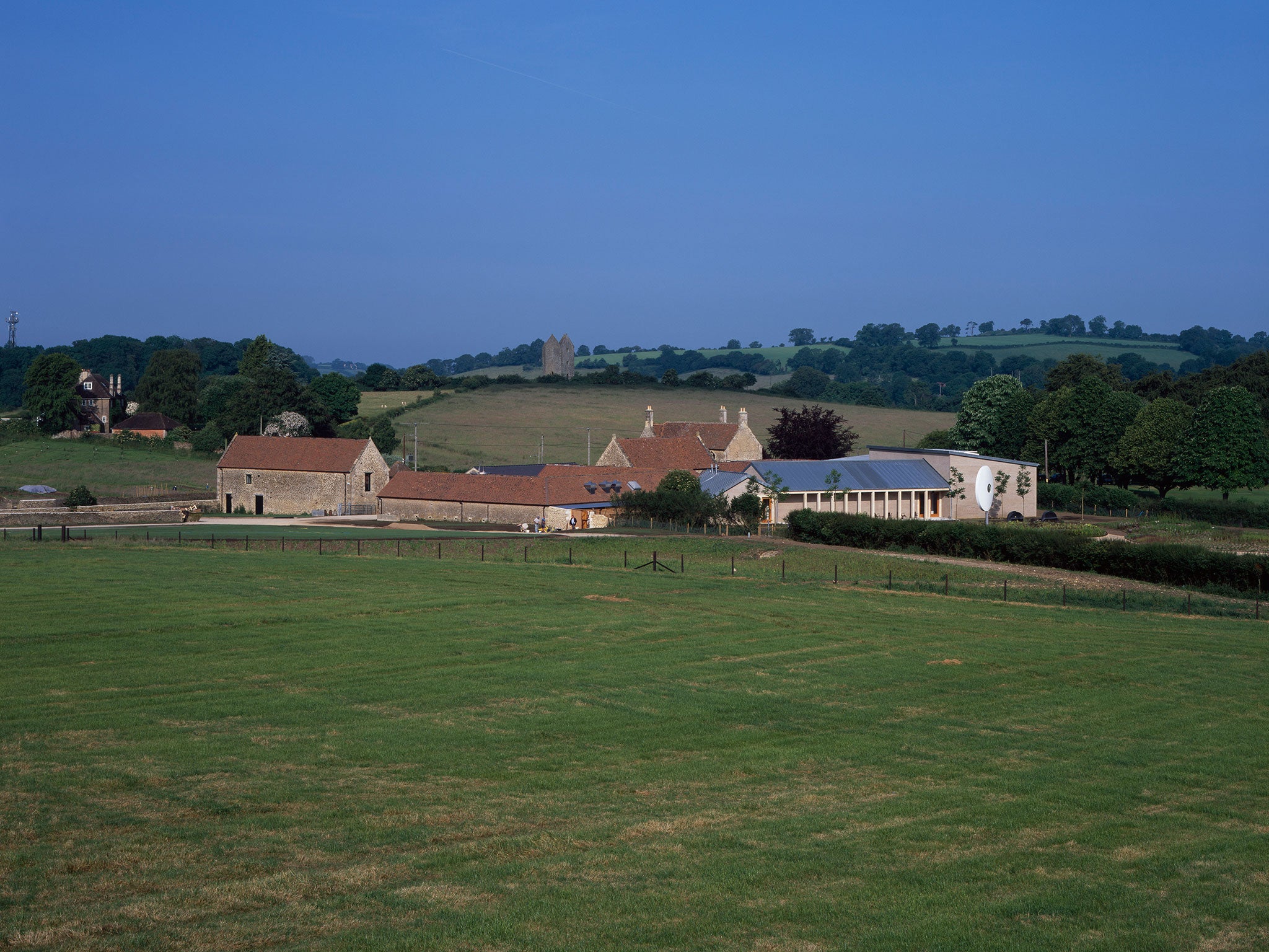 Landscape with rustic art gallery: Durslade Farm, Bruton, converted by Hauser & Wirth