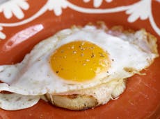 Mark Hix recipe: Black Cow and ham crumpets with a fried duck egg