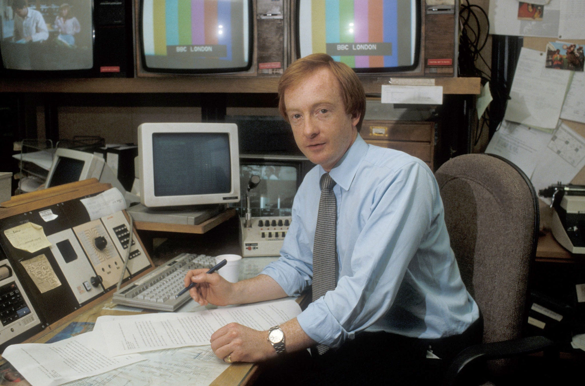 Nicholas Witchell behind the scenes at BBC London in the 1980s