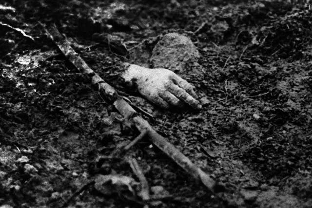 Remains of a soldier on the Western Front, where millions were killed or wounded, or went missing