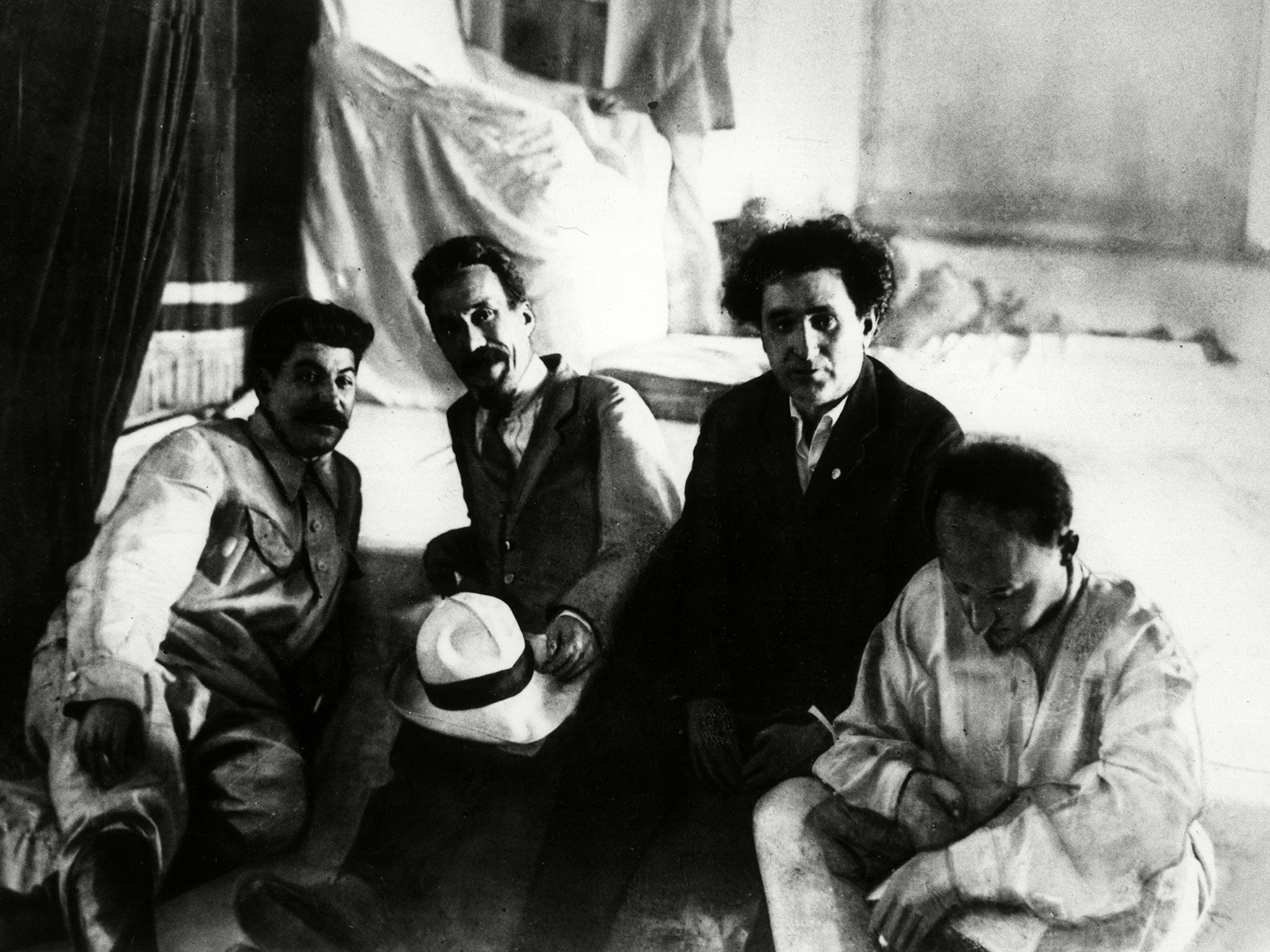 From left: Josef Stalin in 1930 with Alexei Rykov, chairman of the Council of People’s Commissars of the Soviet Union, and Grigory Zinoviev, head of the Communist International, and an unidentified man