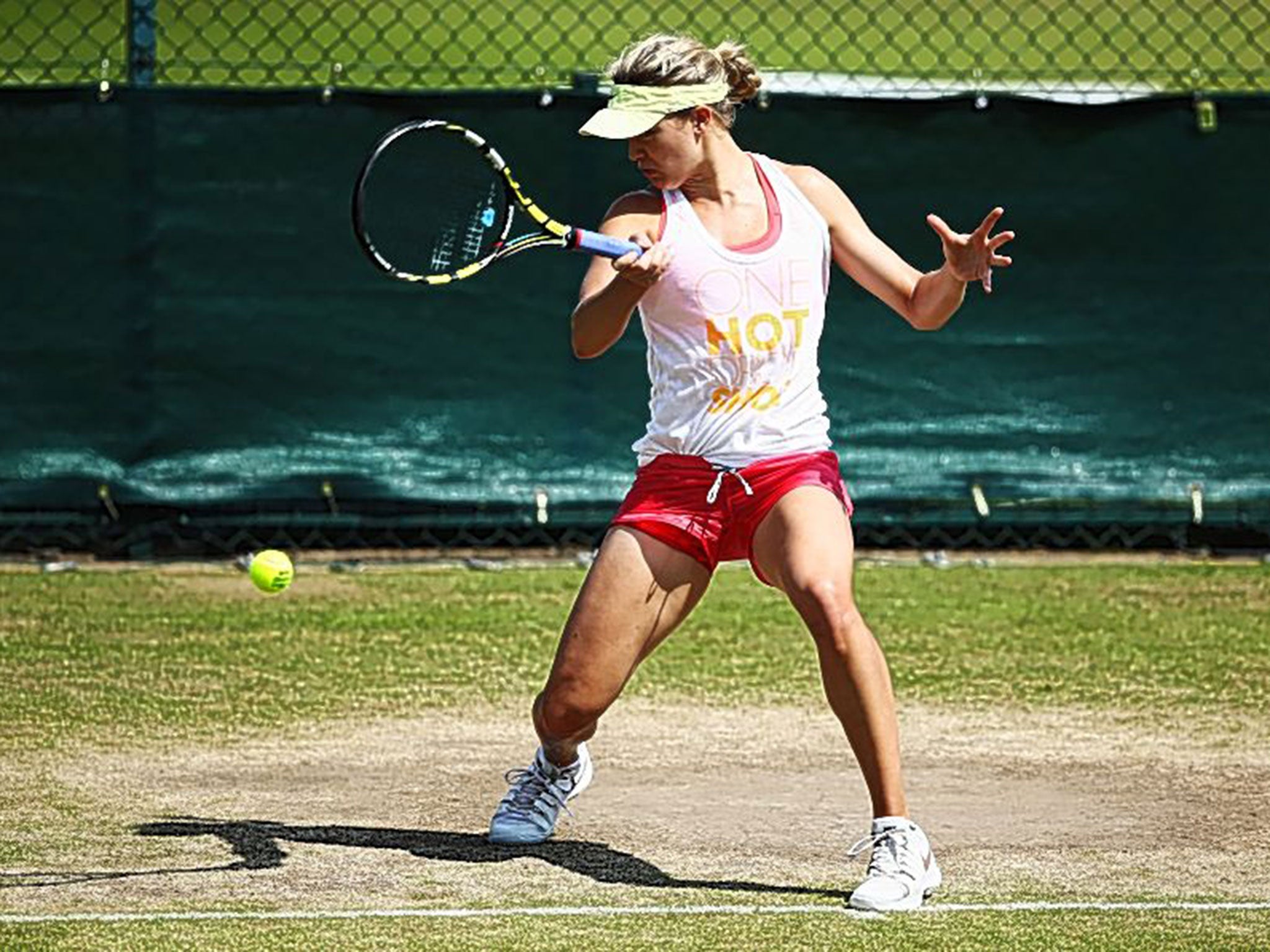 Canada’s Eugenie Bouchard at a practice session for the final yesterday