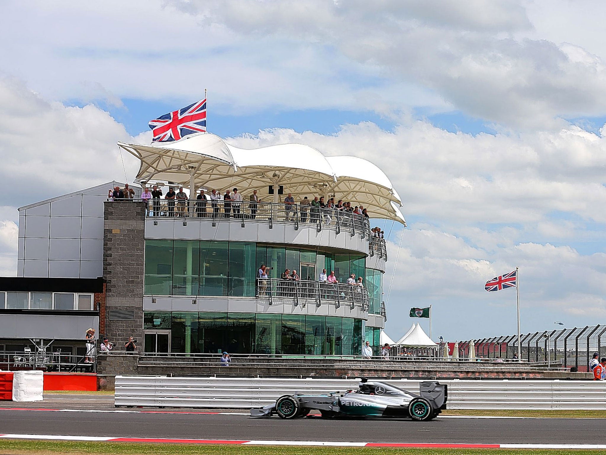 Lewis Hamilton set the fastest time during practice at Silverstone yesterday, although he later suffered engine failure