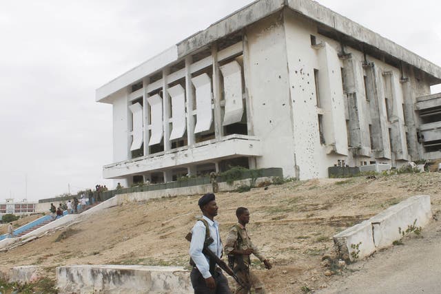 The Somali parliament building in Mogadishu.