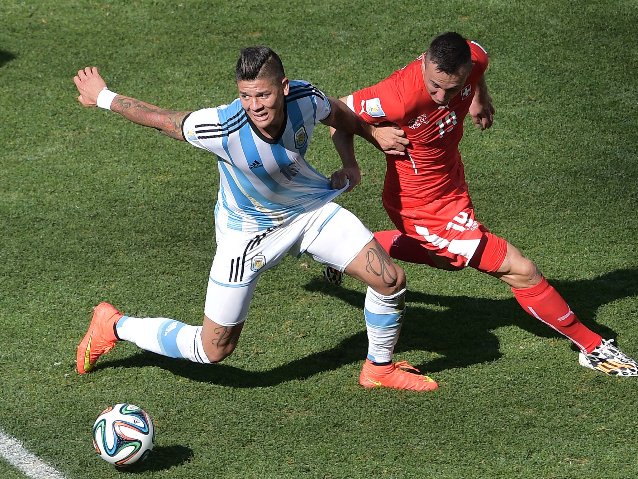 Left back Marcos Rojo has been one of Argentina's biggest attacking threats