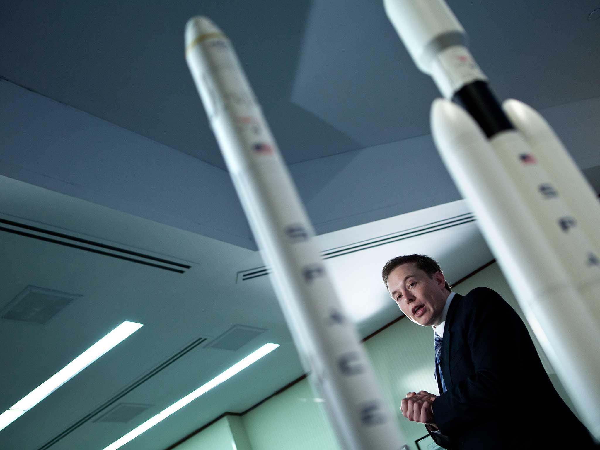 Elon Musk at a press conference for SpaceX last year