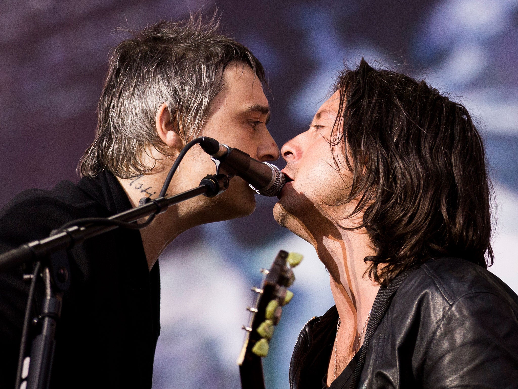 Pete Doherty and Caral Barat of The Libertines performs on stage at British Summer Time Festival at Hyde Park