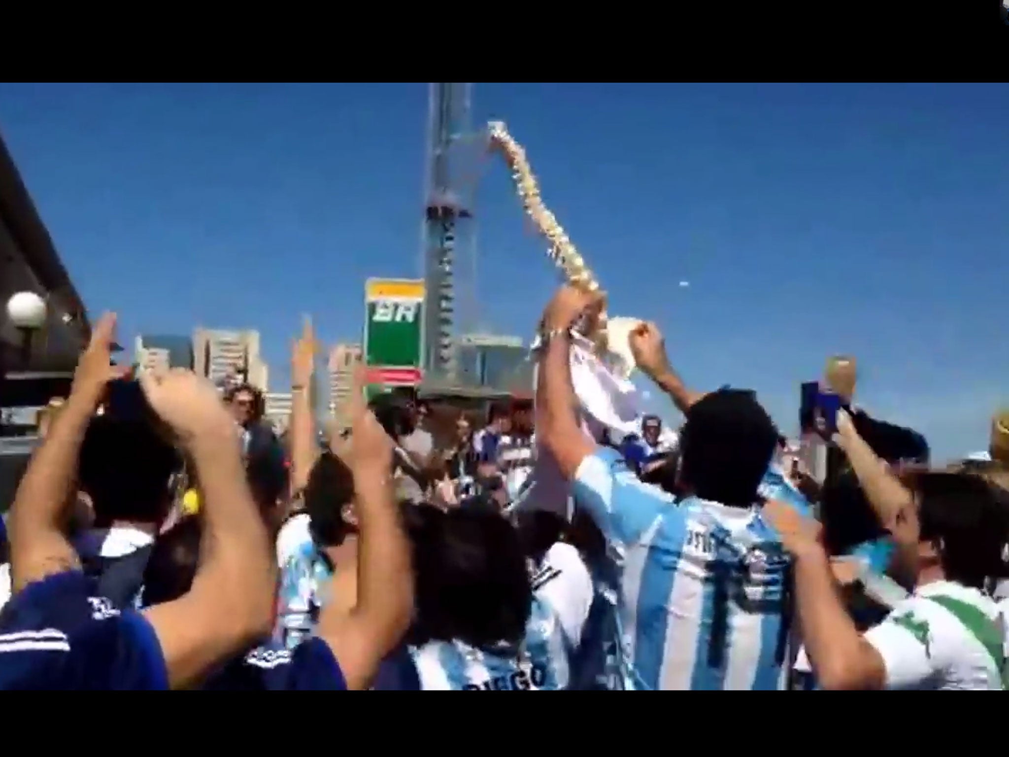 Argentina fans with a spinal cord skeleton