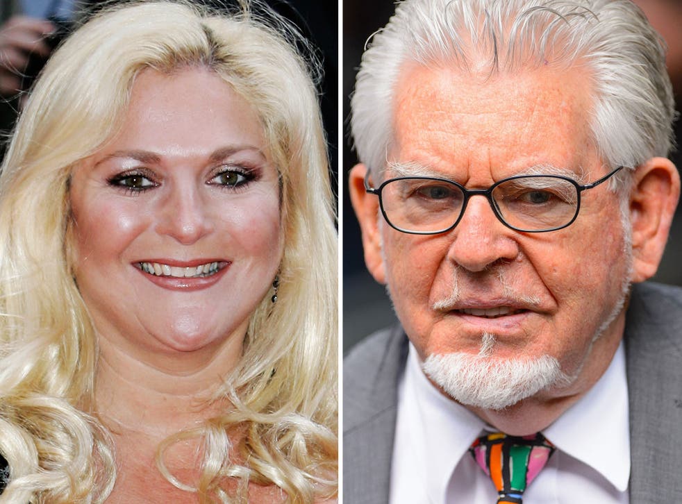 Vanessa Feltz at the 2006 Bafta awards and Rolf Harris, as he arrived for sentencing at Southwark Crown Court last week