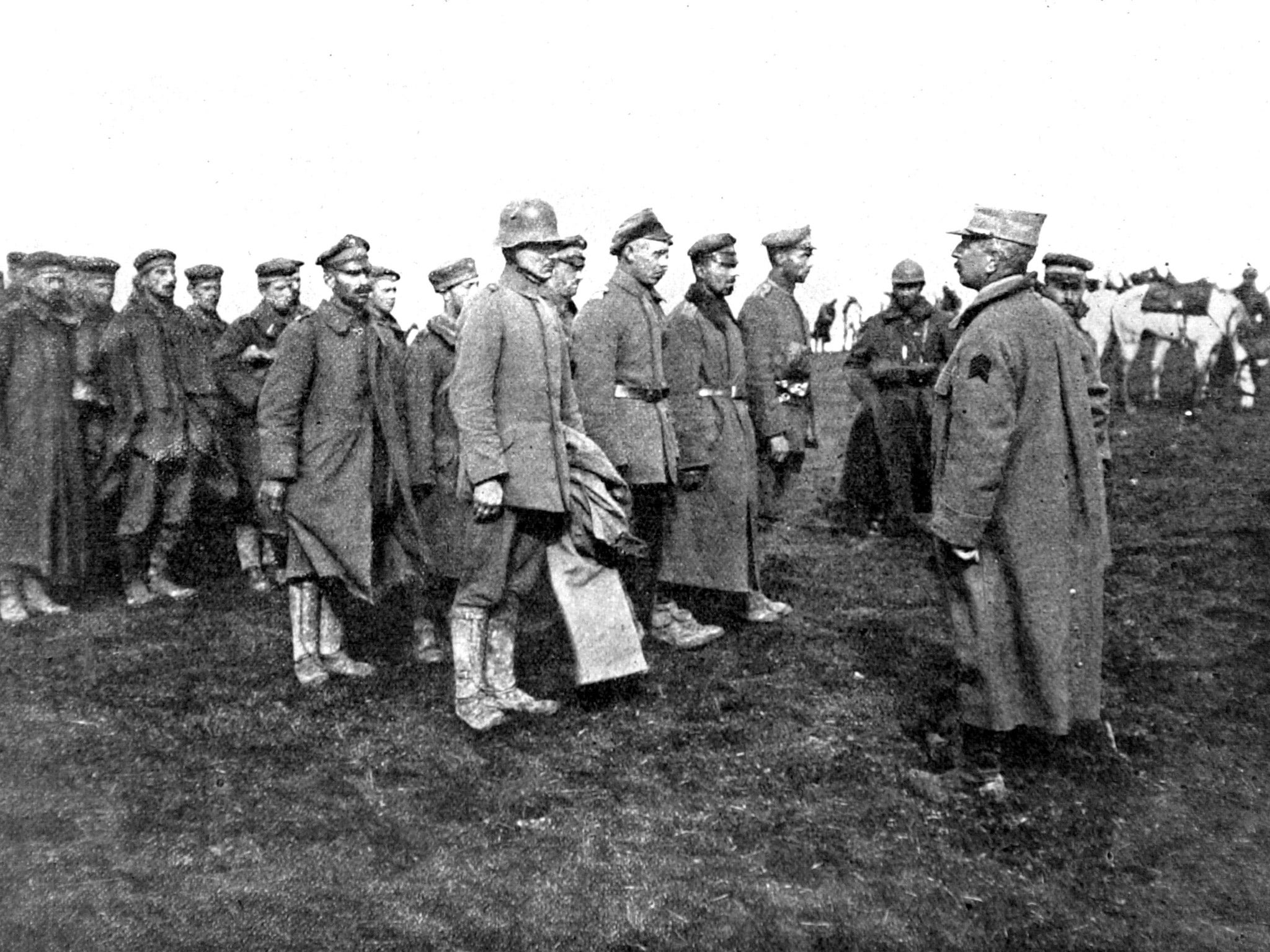 Captured German officers receiving orders from a French officer