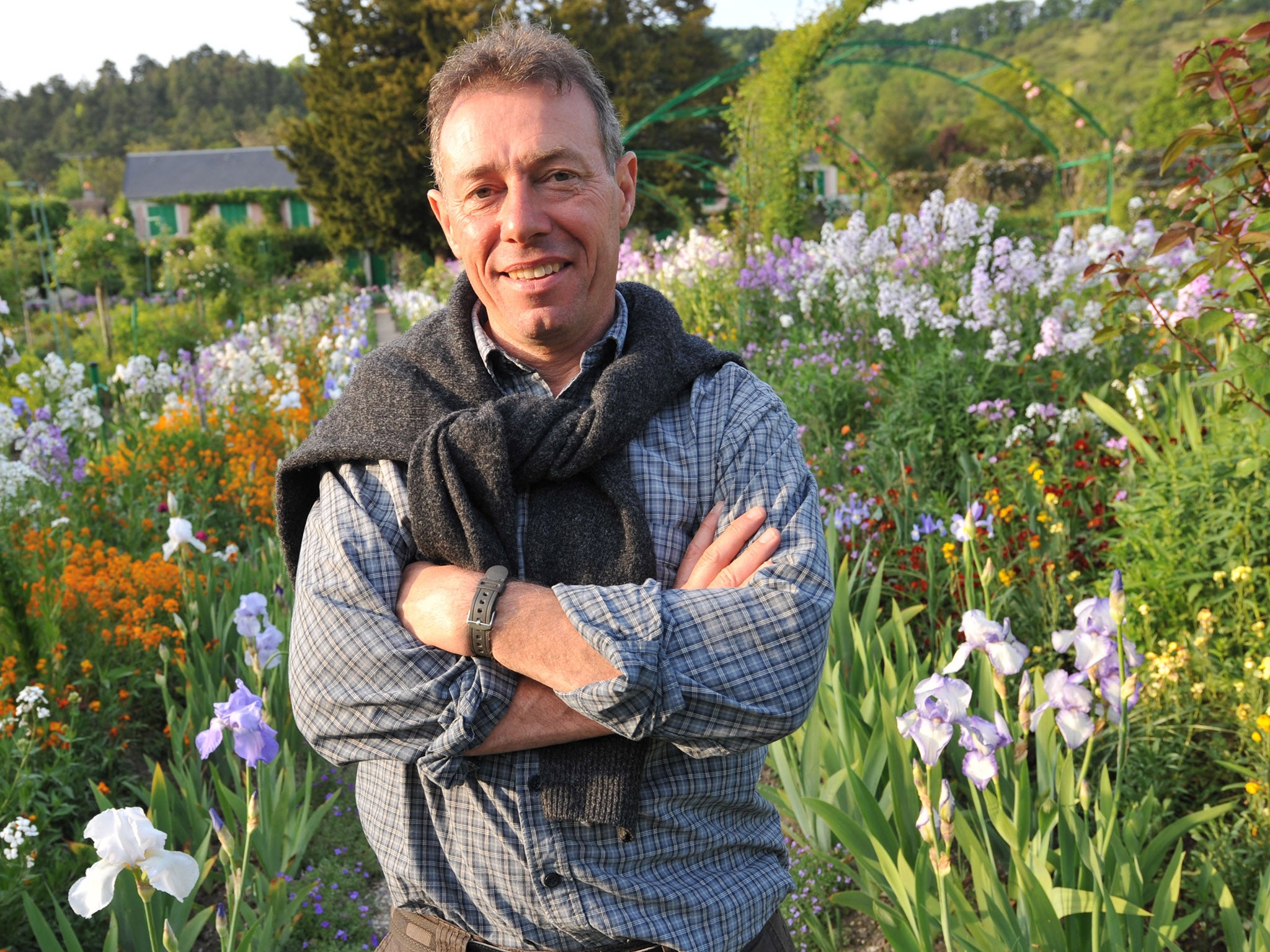 New English head gardener James Priest at Monet's garden, Giverny, Normandy, France - 05 May 2011