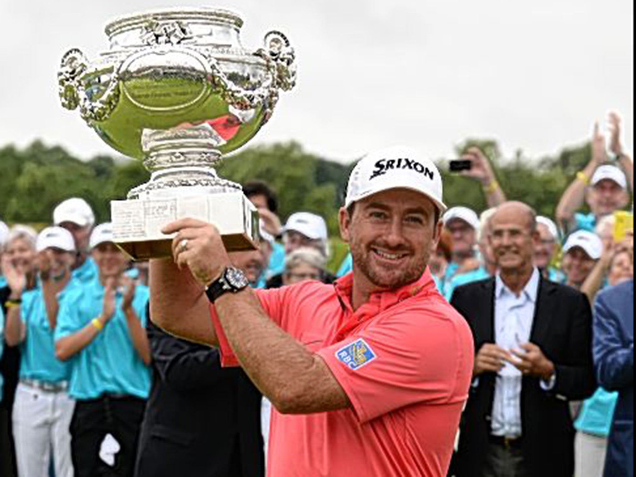 Graeme McDowell lifts the French Open trophy in Paris