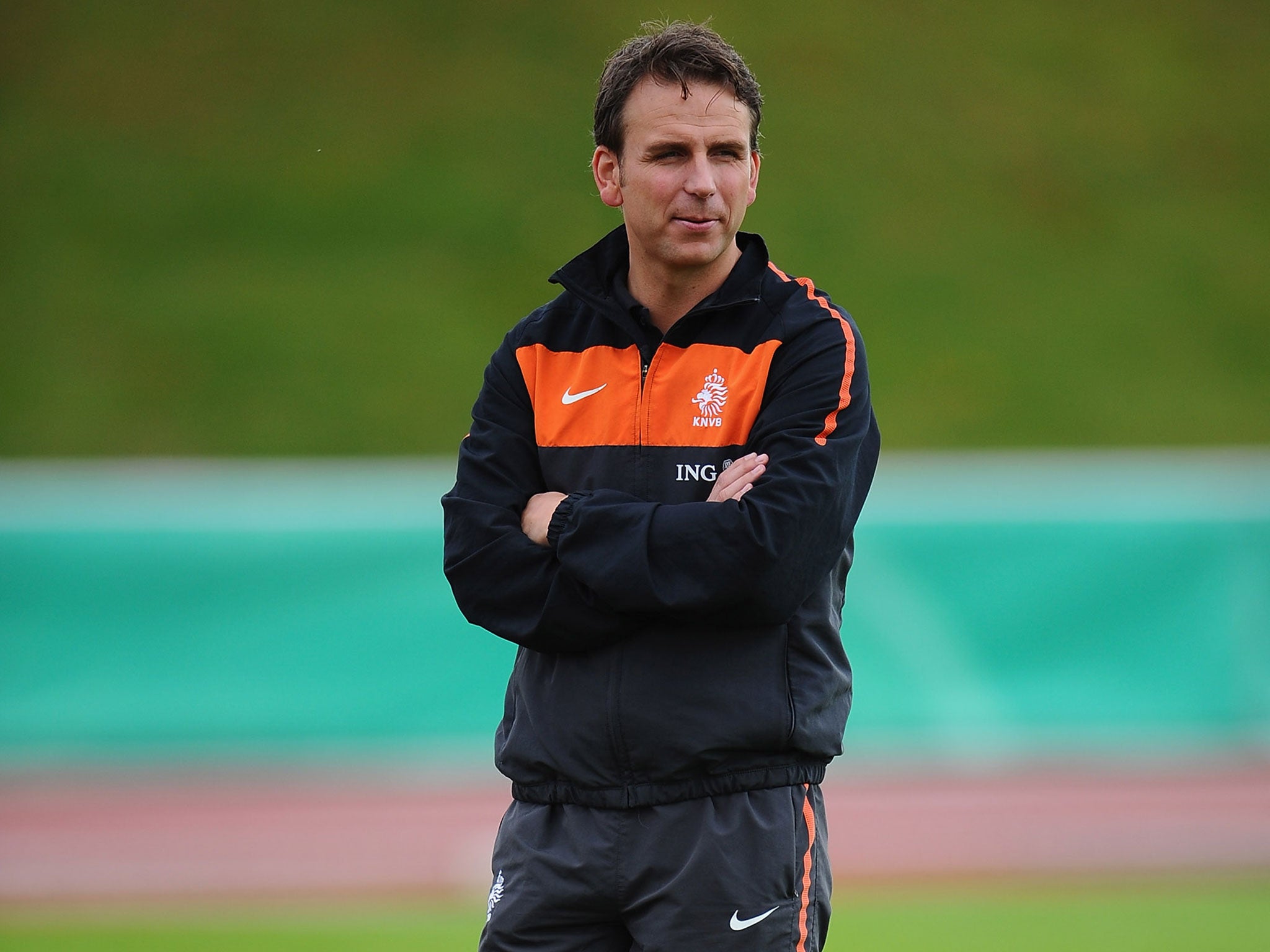 Albert Stuivenberg looks on during training with the Netherlands