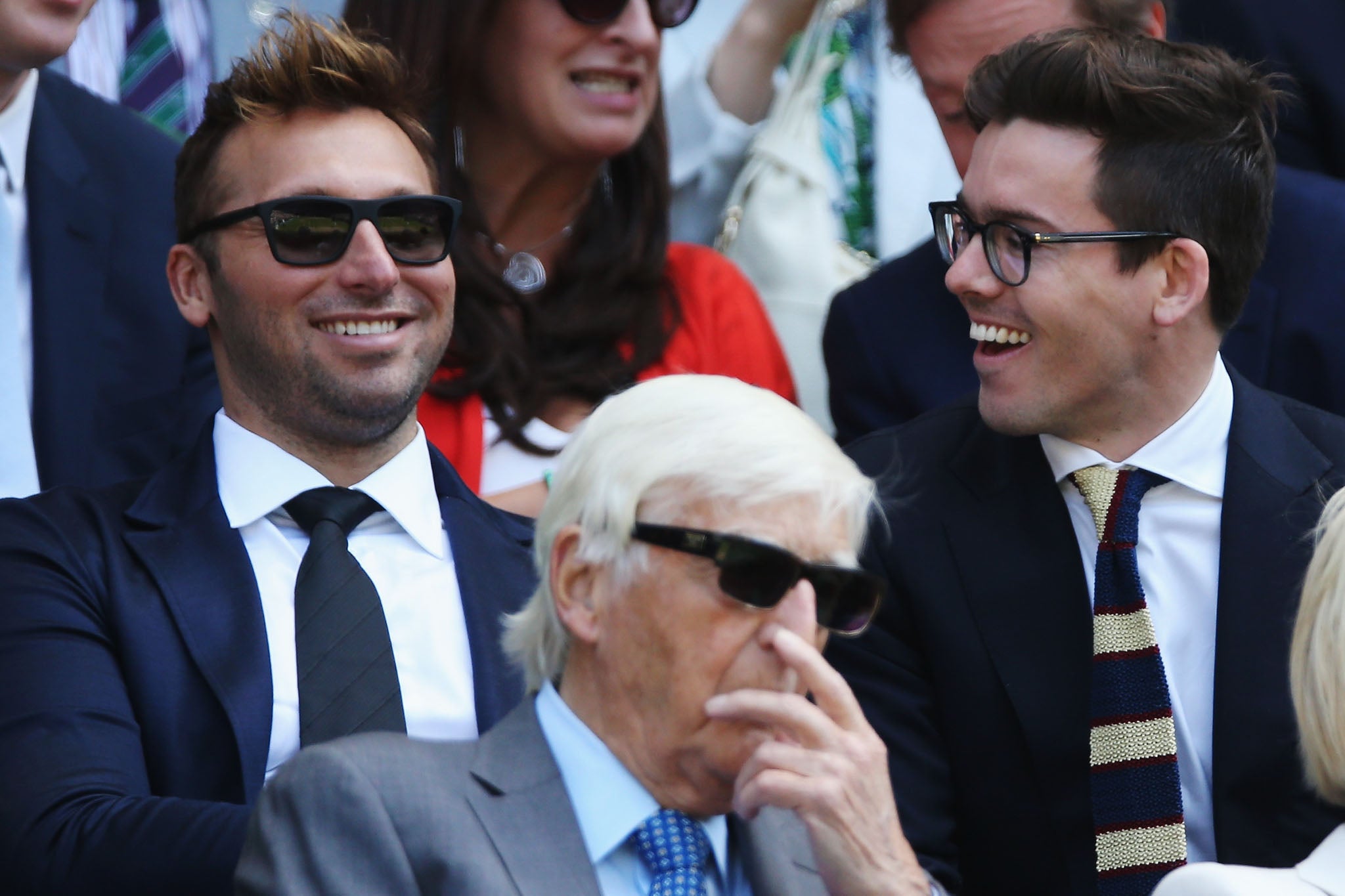 Ian Thorpe and friend sitting behind Sir Michael Parkinson at Wimbledon last week
