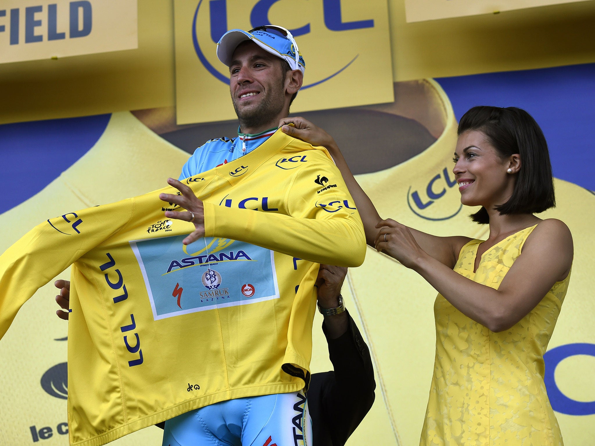 Vincenzo Nibali and the podium girl