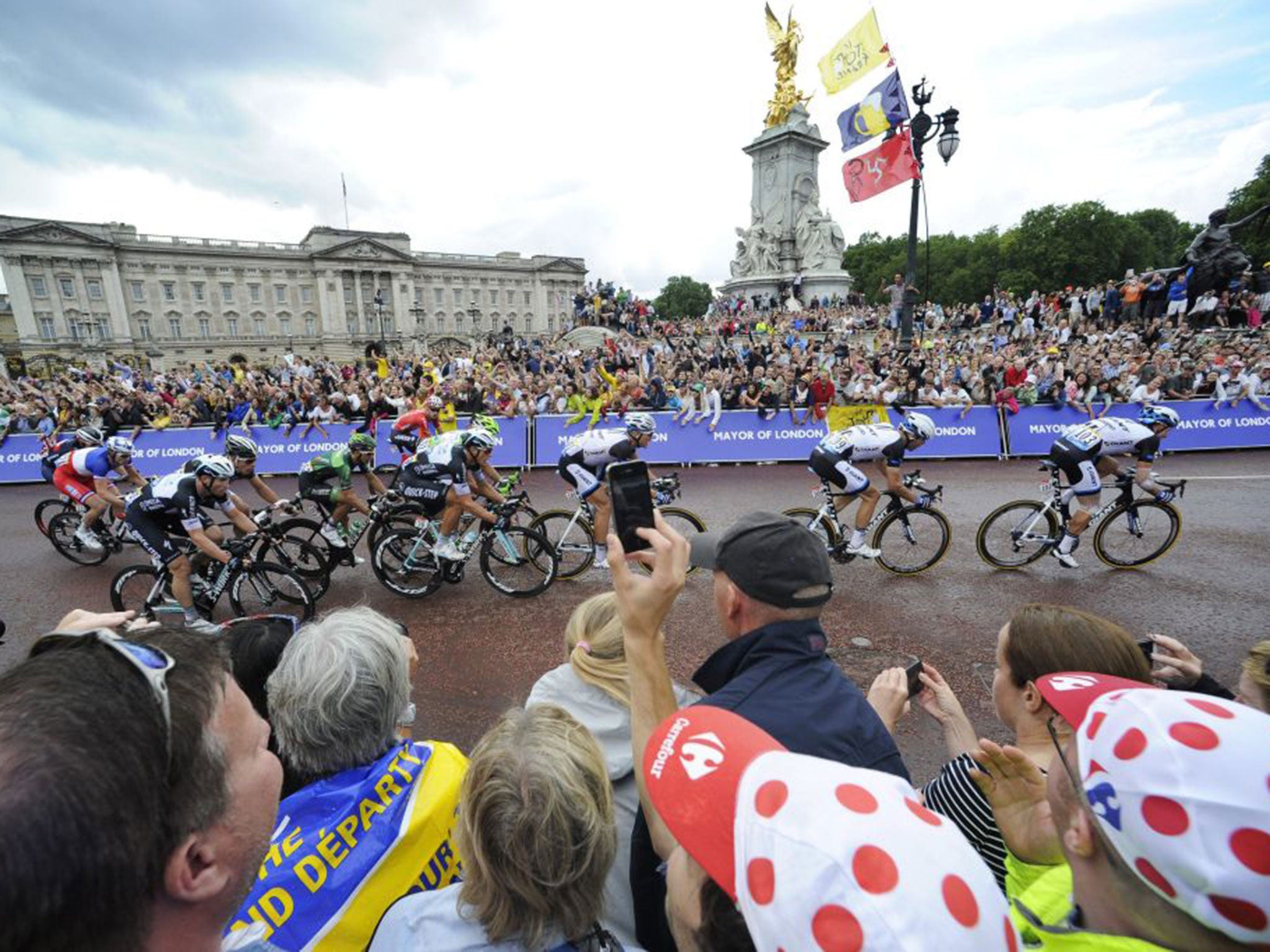 Record crowds line the route as Britain’s final stage of this year’s Tour de France is met with carnival atmosphere in London