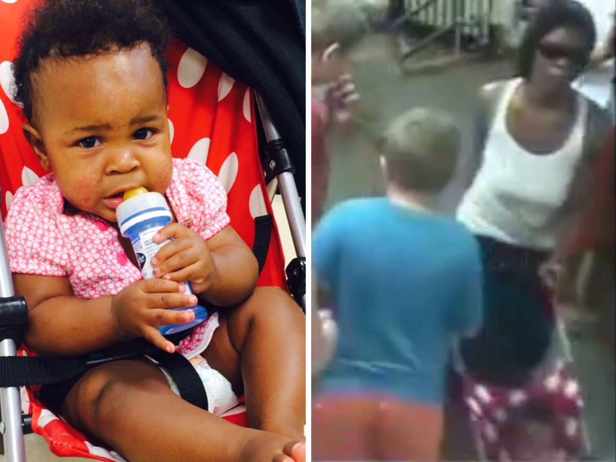 A baby abandoned on the New York subway and (right) a still from CCTV footage police say shows the woman entering a station earlier