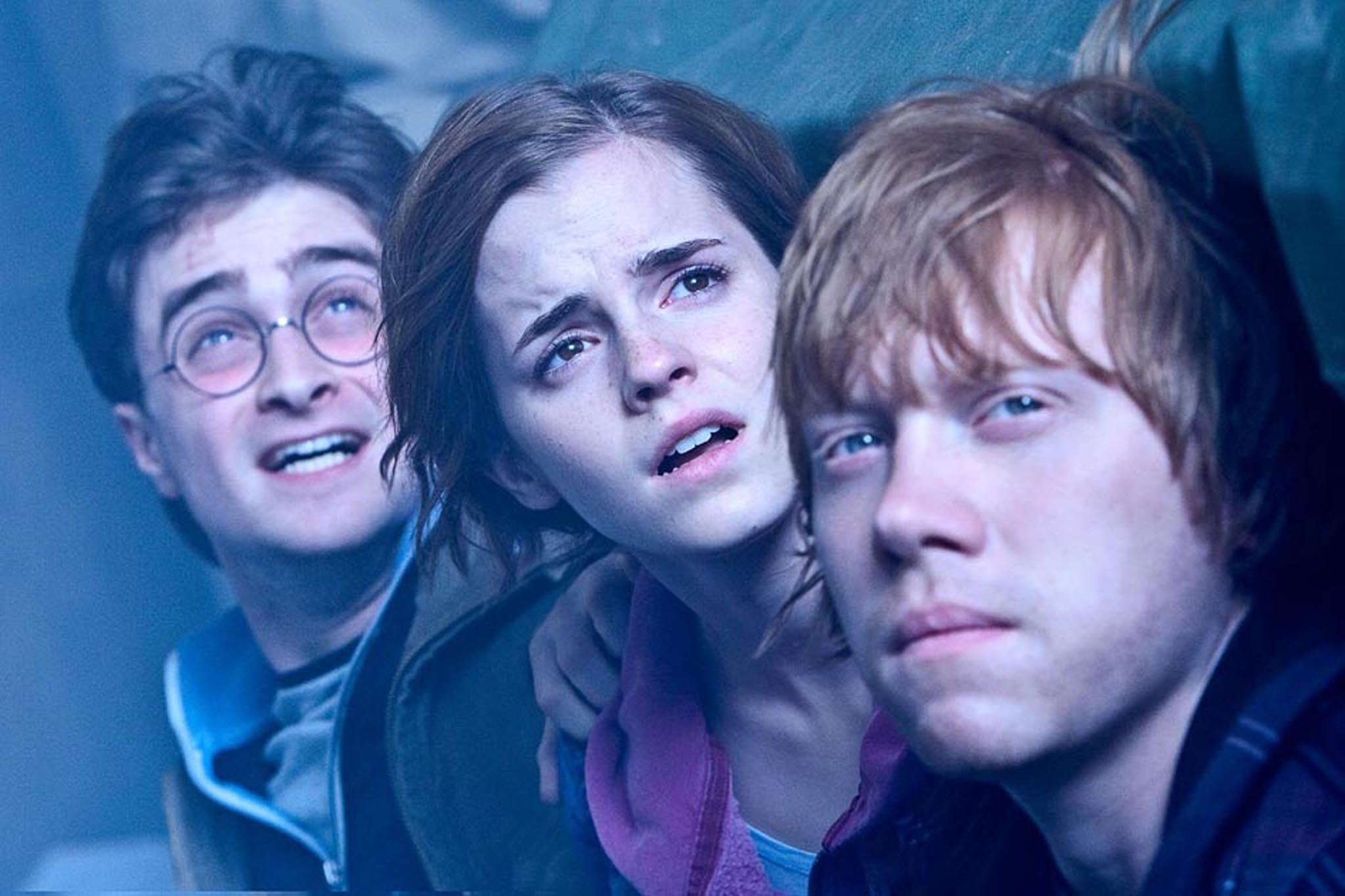 The films: Harry Potter (Daniel Radcliffe), Hermione Granger (Emma Watson) and Ron Weasley (Rupert Grint)