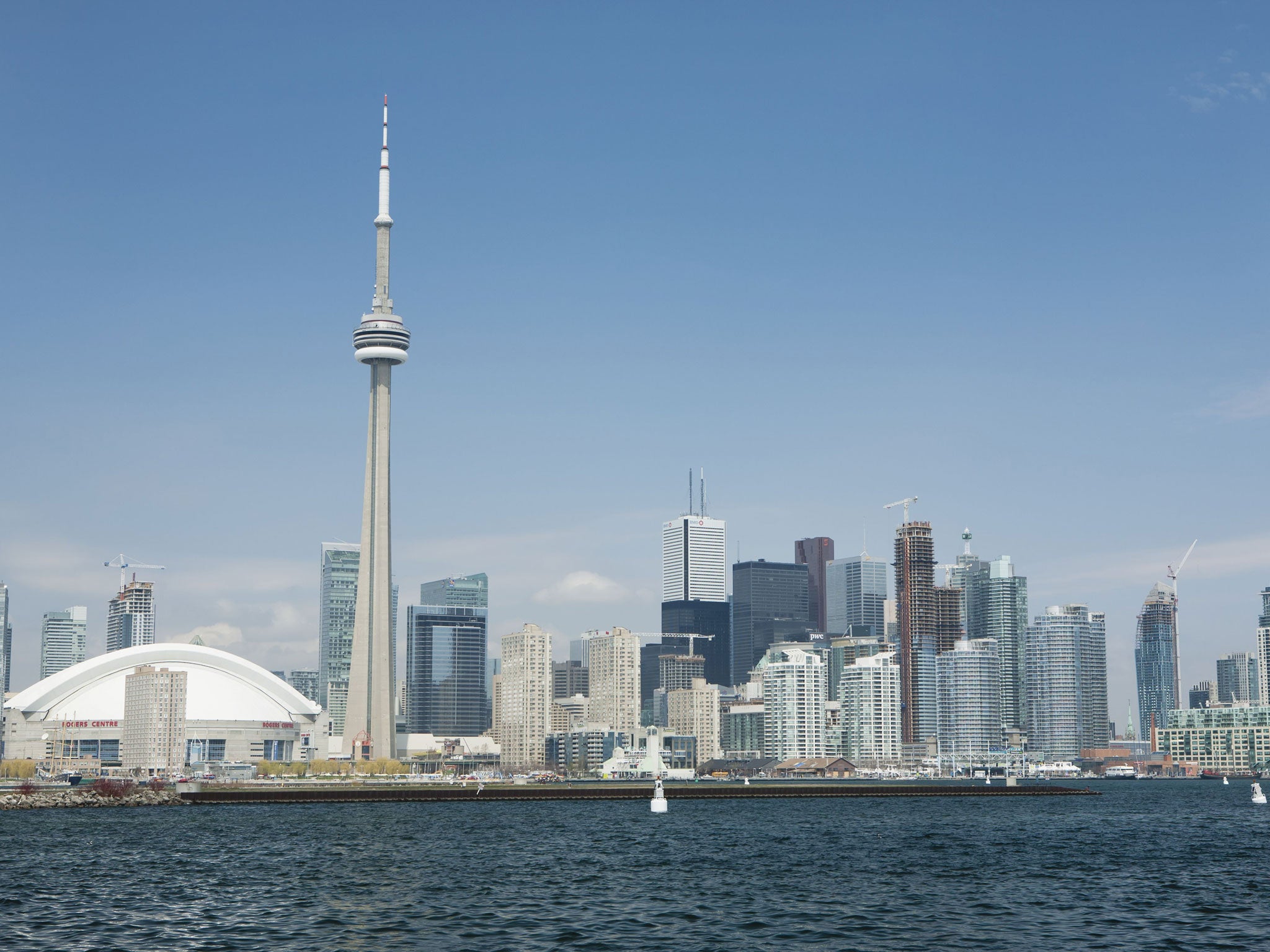 The Toronto skyline seen from Lake Ontario