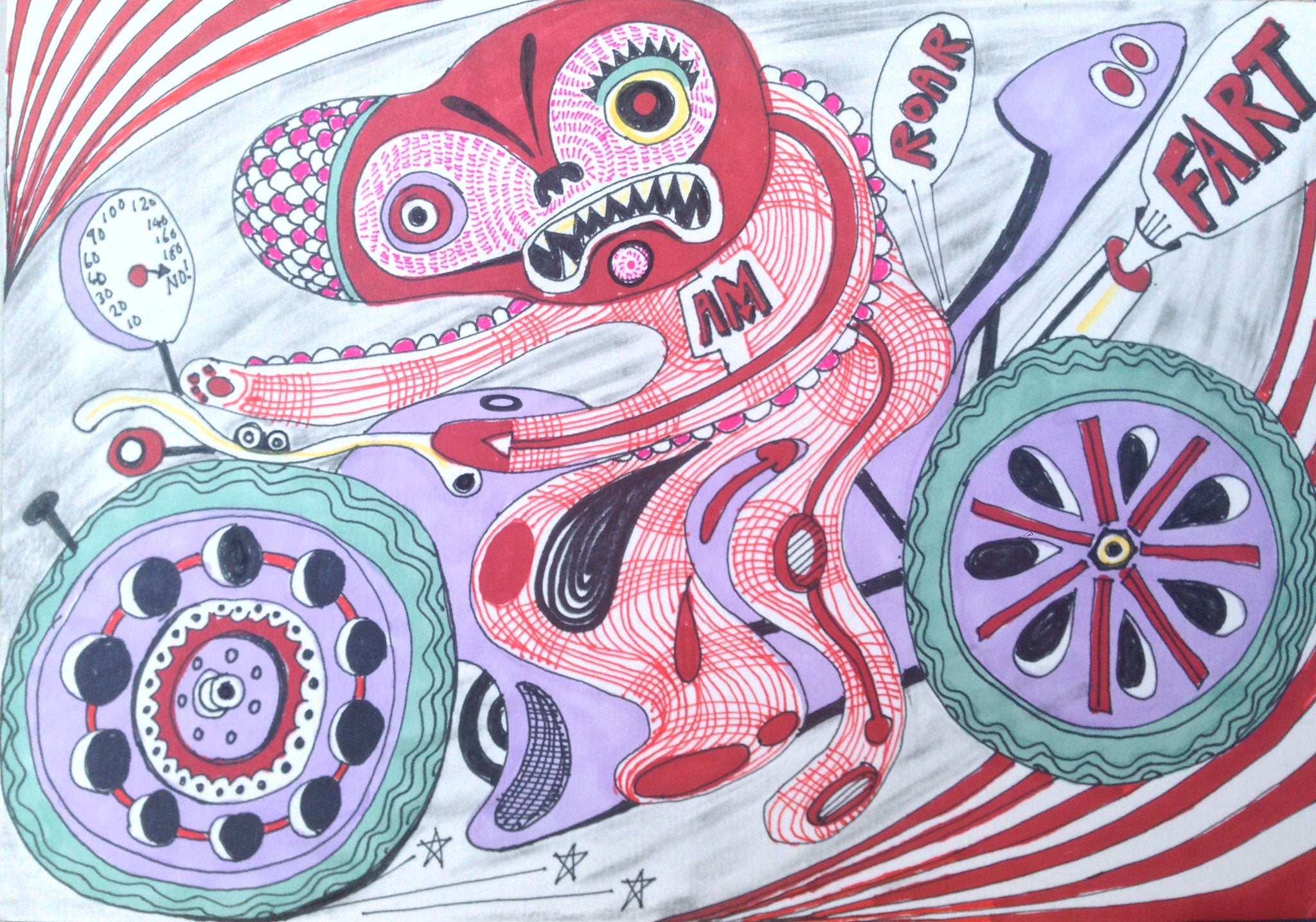 Grayson Perry's charity postcard is being sold in an online auction to raise money for fighting cancer