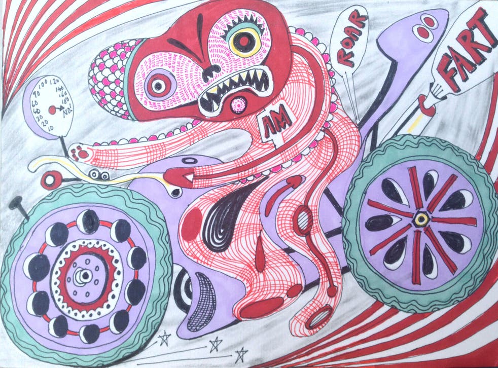 Grayson Perry's charity postcard is being sold in an online auction to raise money for fighting cancer