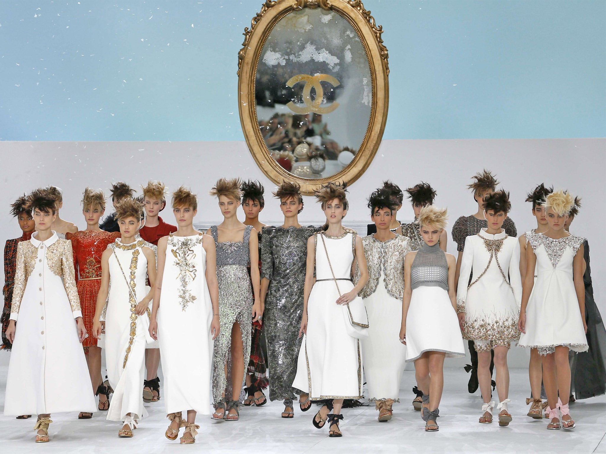 Models present creations for Chanel during the 2014/2015 Haute Couture Fall-Winter collection fashion show