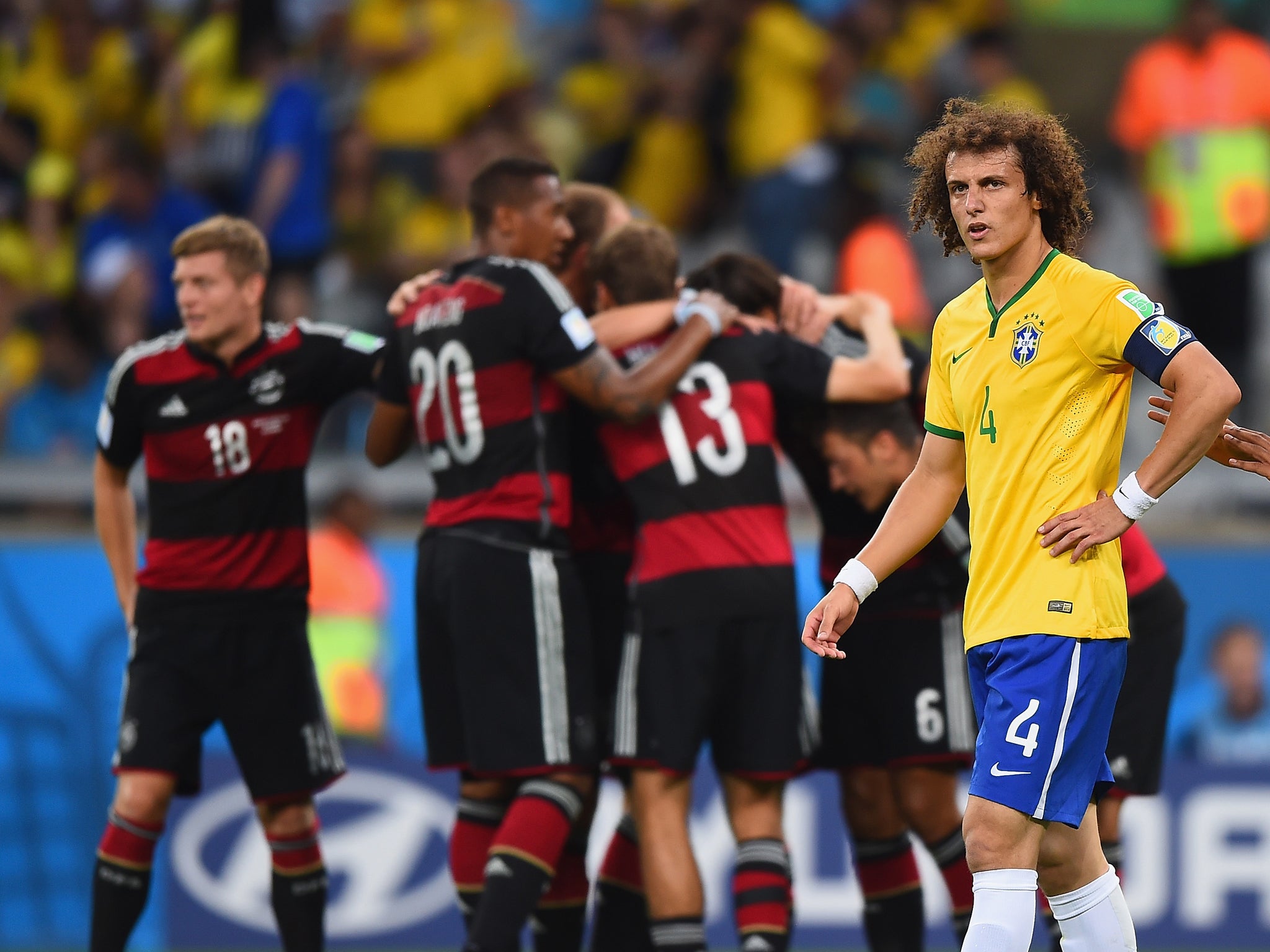 David Luiz pictured during the 7-1 defeat to Germany