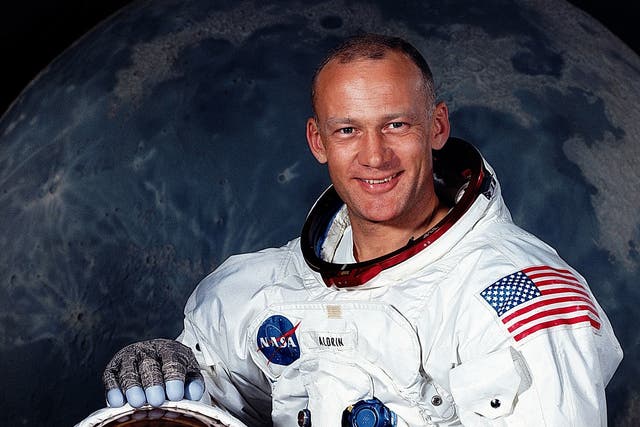 U.S. astronaut Edwin E. 'Buzz' Aldrin, Jr., Lunar Module pilot on Apollo 11, poses for a portrait taken in July 1969. He and mission Commander Neil Armstrong were the first persons to land on the Moon.