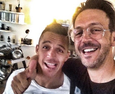 Alexis Sanchez and apparently his barber Carlos Moles in Barcelona today