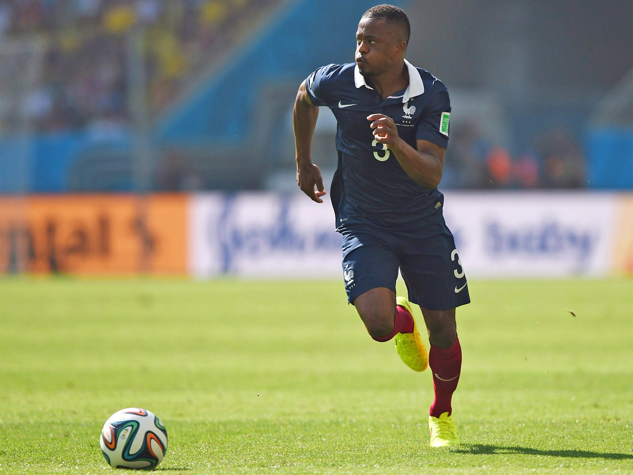Patrice Evra in World Cup action for France
