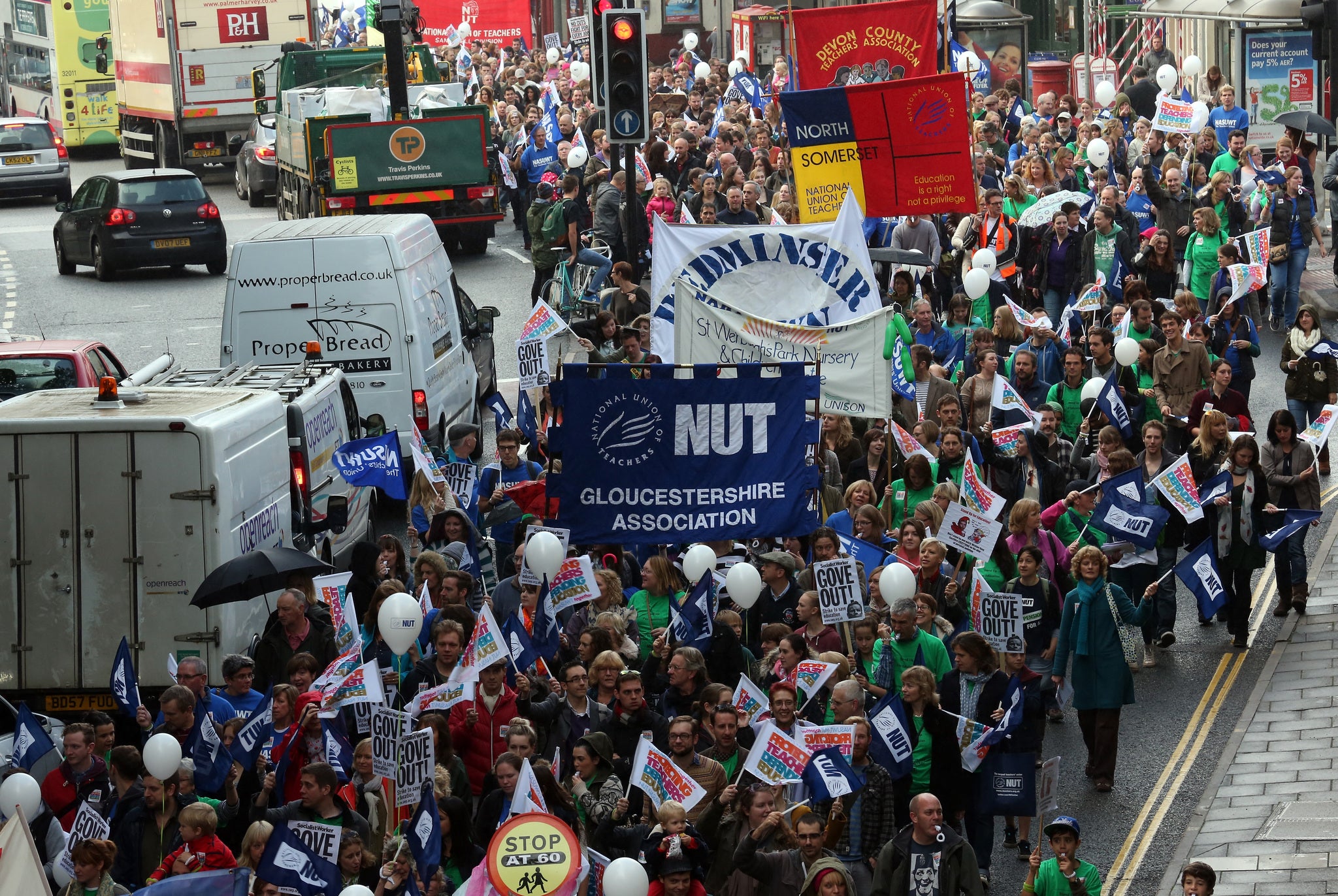 A teachers' strike in Bristol in 2013
