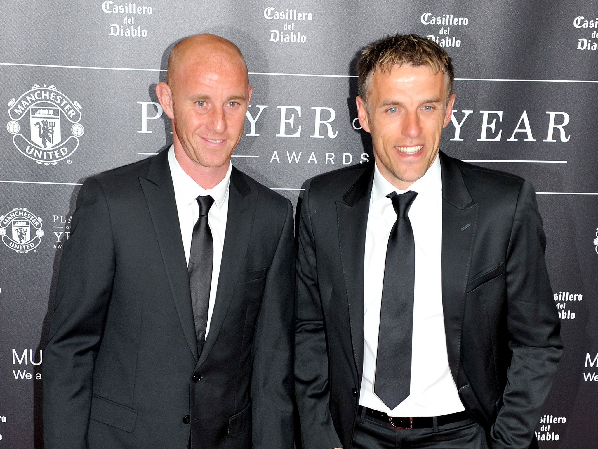 Nicky Butt and Phil Neville attend the Manchester United Player of the Year awards