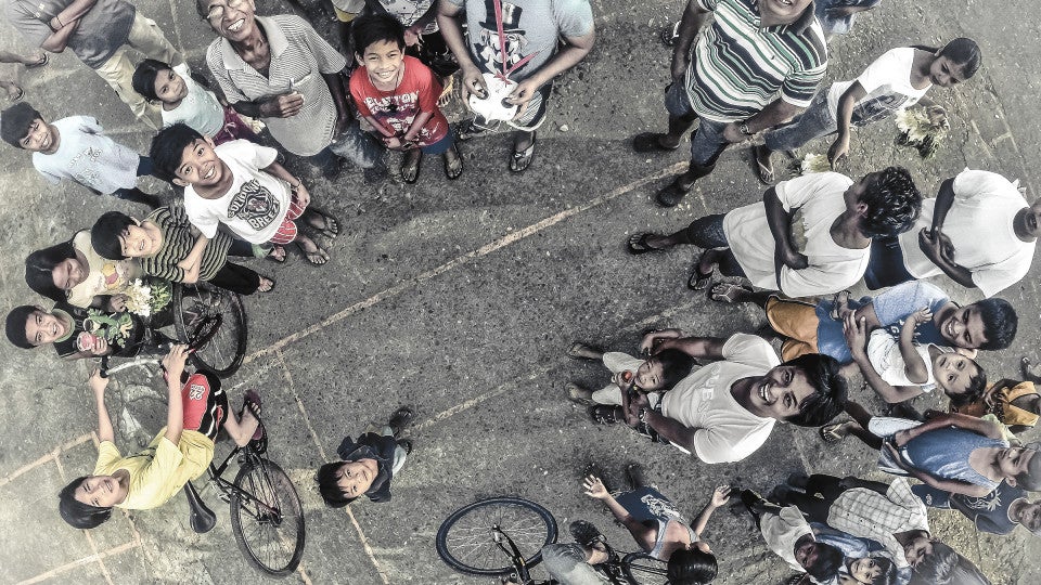 2nd Prize: Jericsaniel. Bystanders captured by drone in the Philippines.