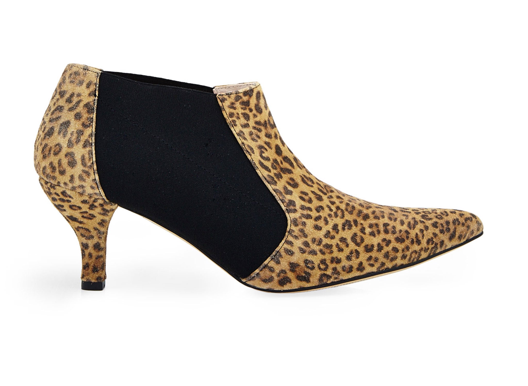 A low-slung pair such as these Marion pointed leopard-print ankle boots will do double duty with either short hemlines or skinny jeans