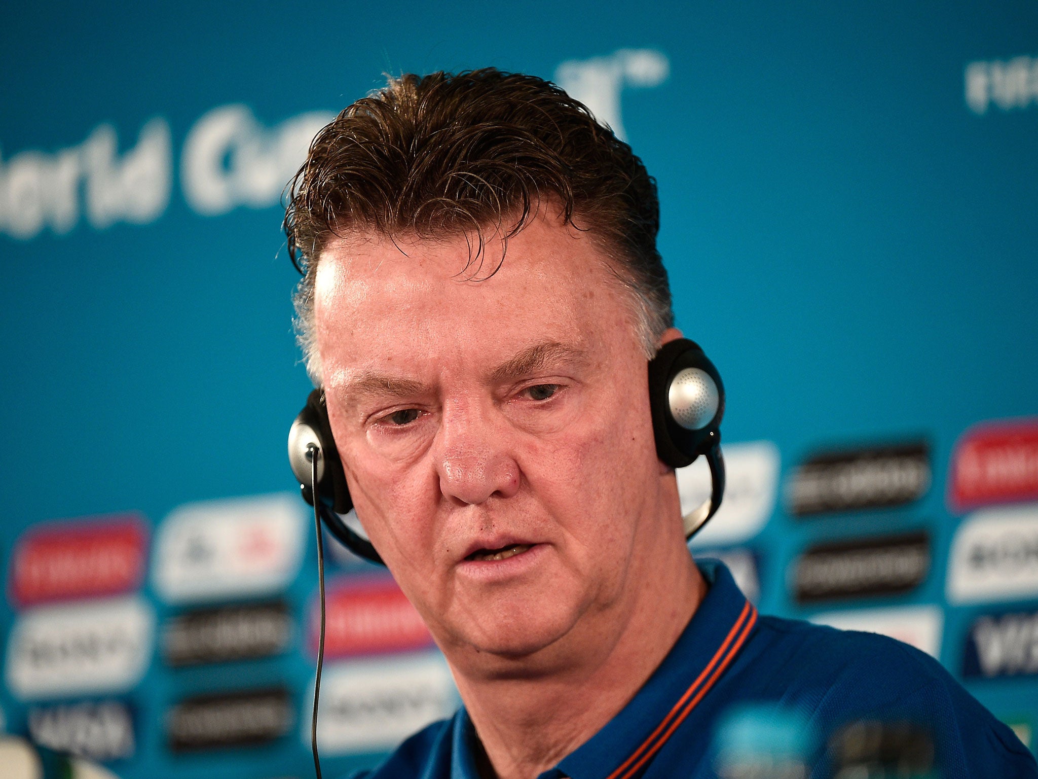 Netherlands' coach Louis van Gaal holds a press conference