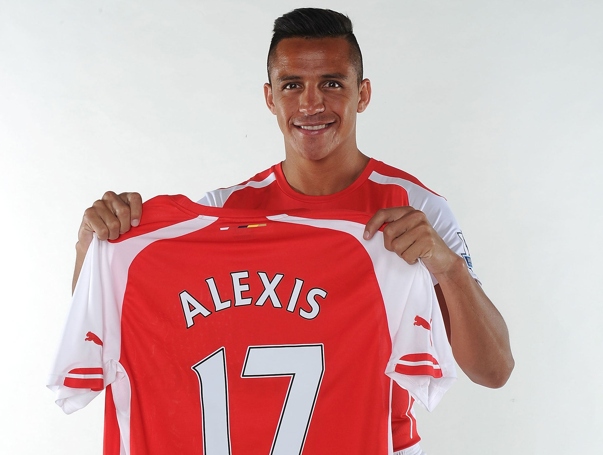 Alexis Sanchez and his new Arsenal shirt
