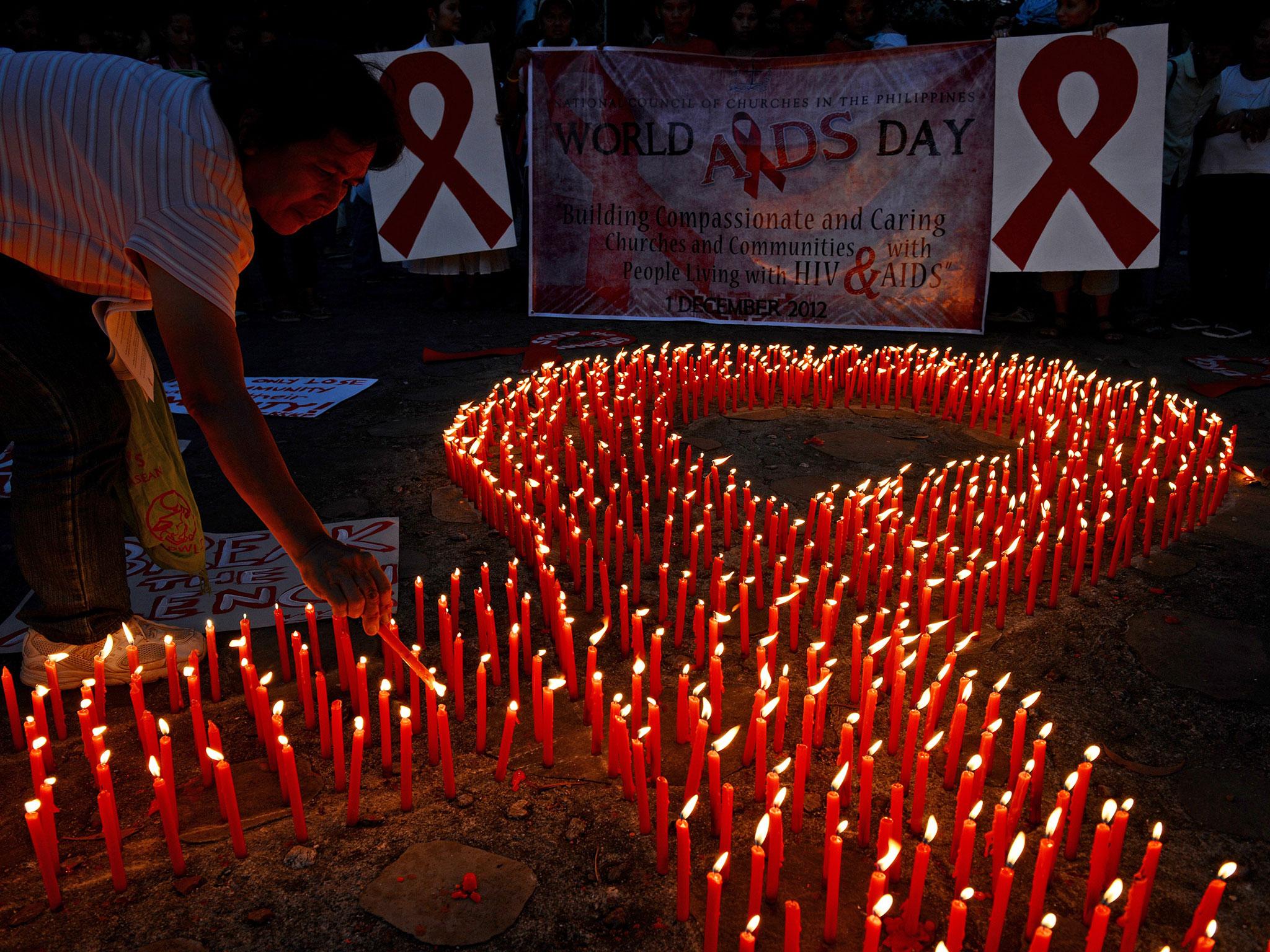 A candle display marking World Aids Day earlier this month