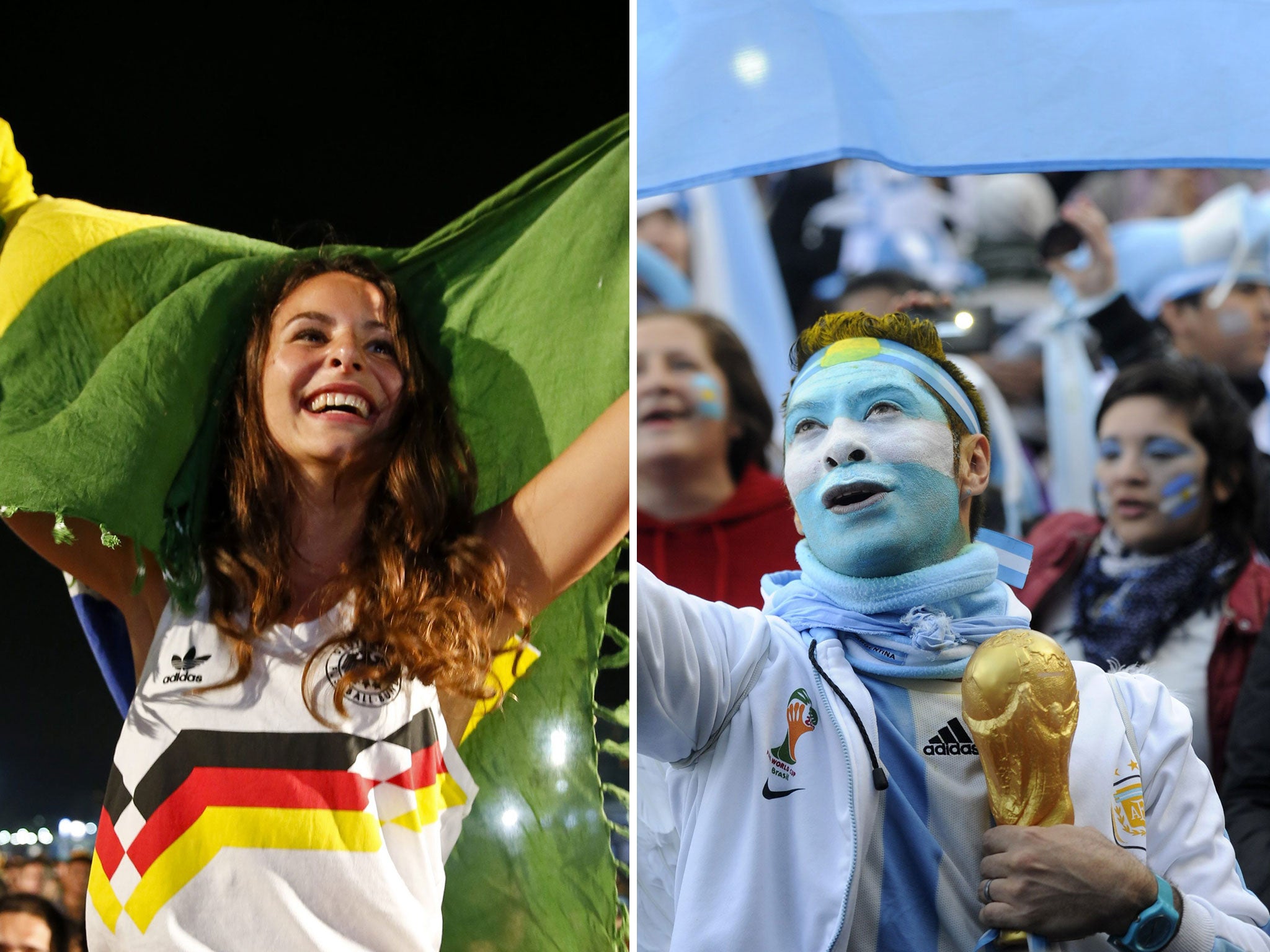 German supporters (left) and Argentina fans