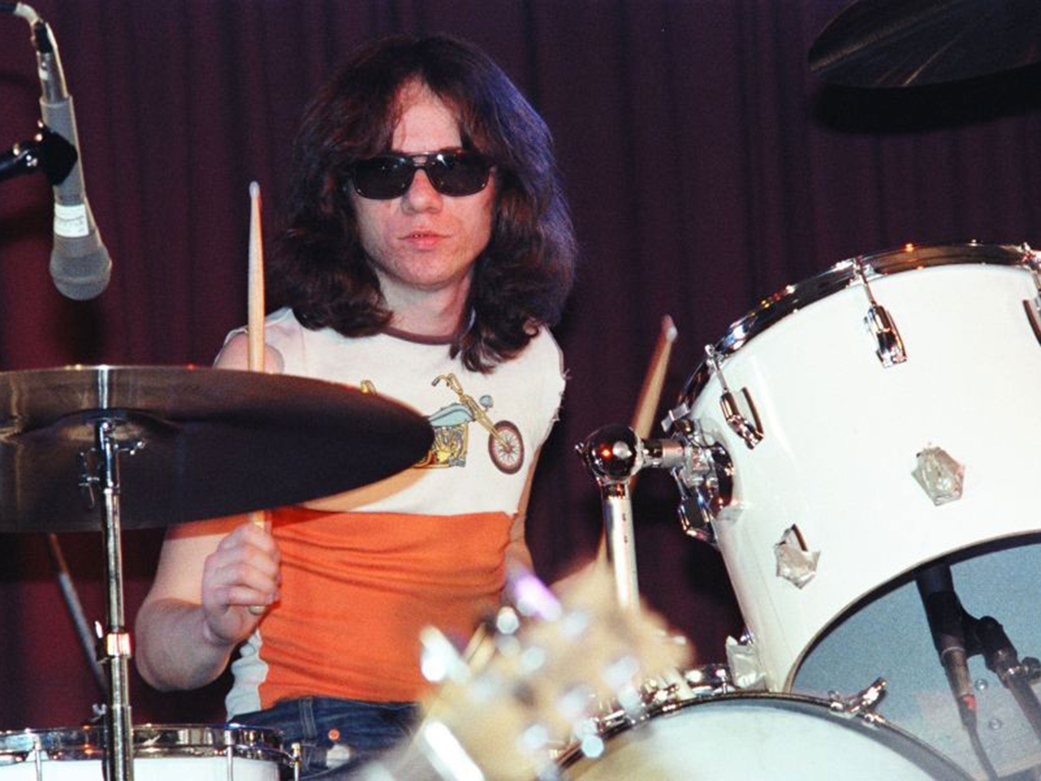 Tommy Ramone performing at The Old Waldorf Nightclub in 1978 in San Francisco, California.