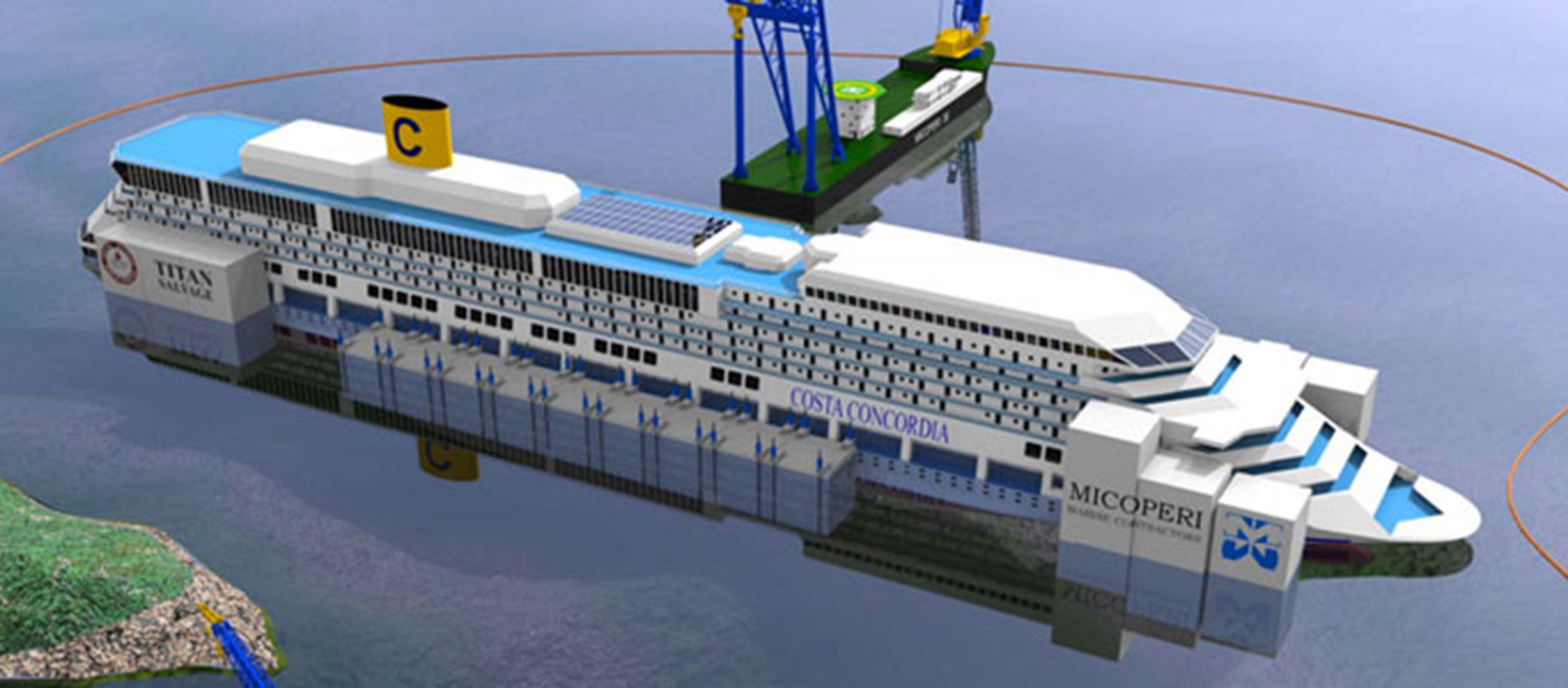 A simulation of the refloating of the Costa Concordia. Photo: The Parbuckling Project